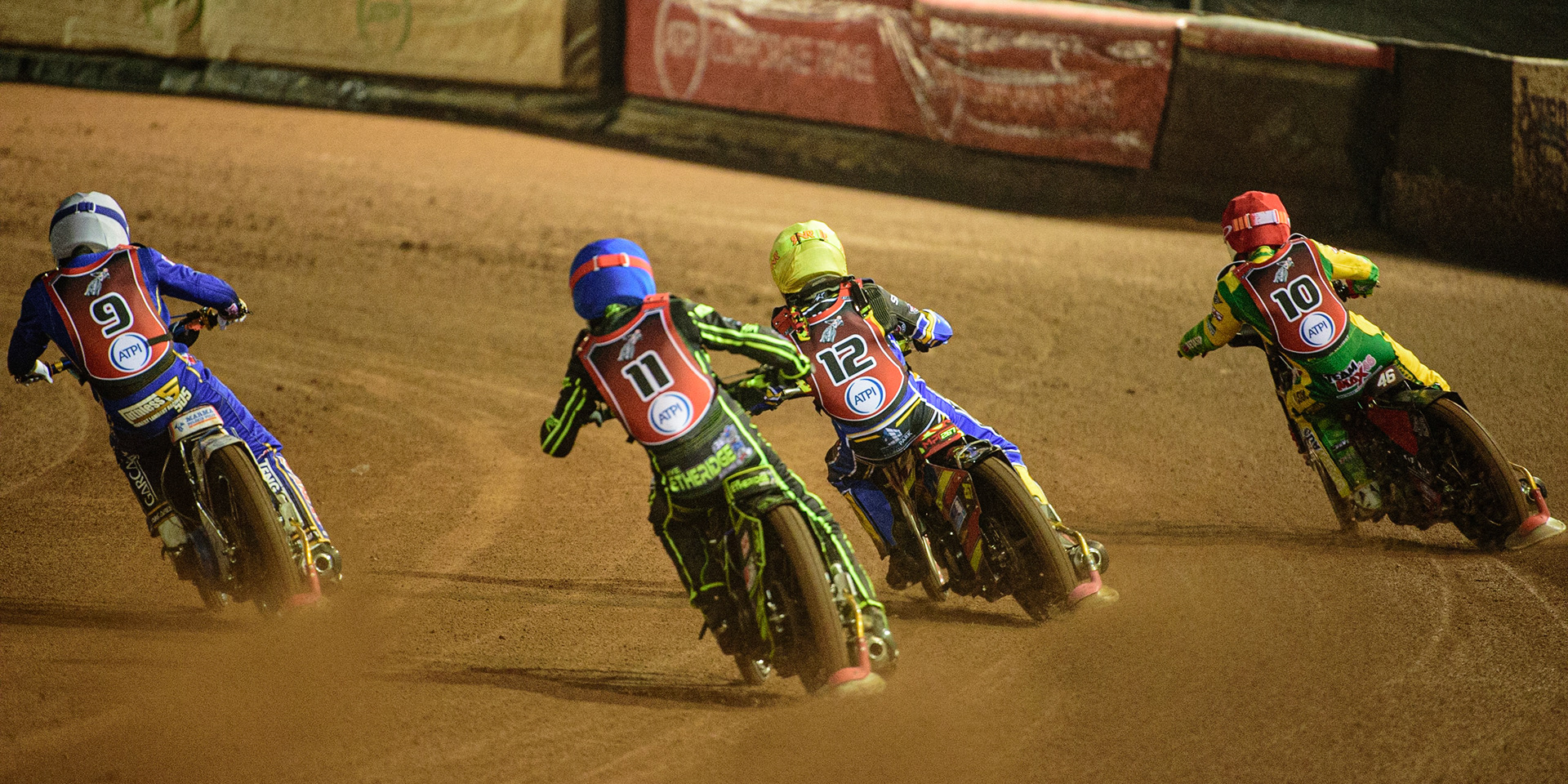 MANCHESTER, UK. MAR 21ST. (l-r) Robert Lambert (White), Jye Etheridge  (Blue) Michael Palm-Toft (Yellow) and Max Fricke (Red) during the ATPI Peter Craven Memorial Trophy at the National Speedway Stadium, Manchester on Monday 21st March 2022. (Credit: Ian Charles | MI News)