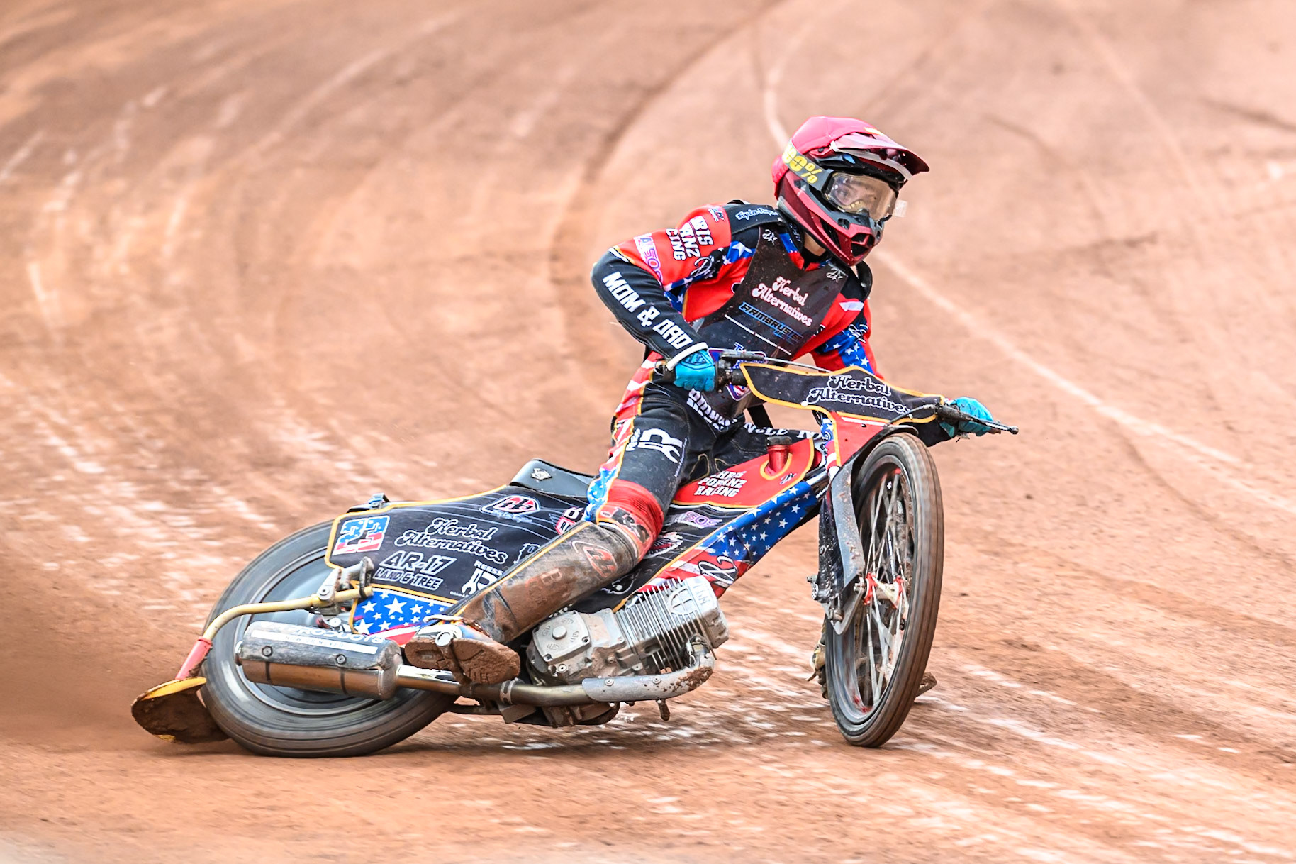 Timmy Dion of the United States in action during the FIM SGP2 Qualifying Round at the Peugeot Ashfield Stadium in Glasgow on Saturday 24th May 2025. (Photo: Ian Charles | MI News)