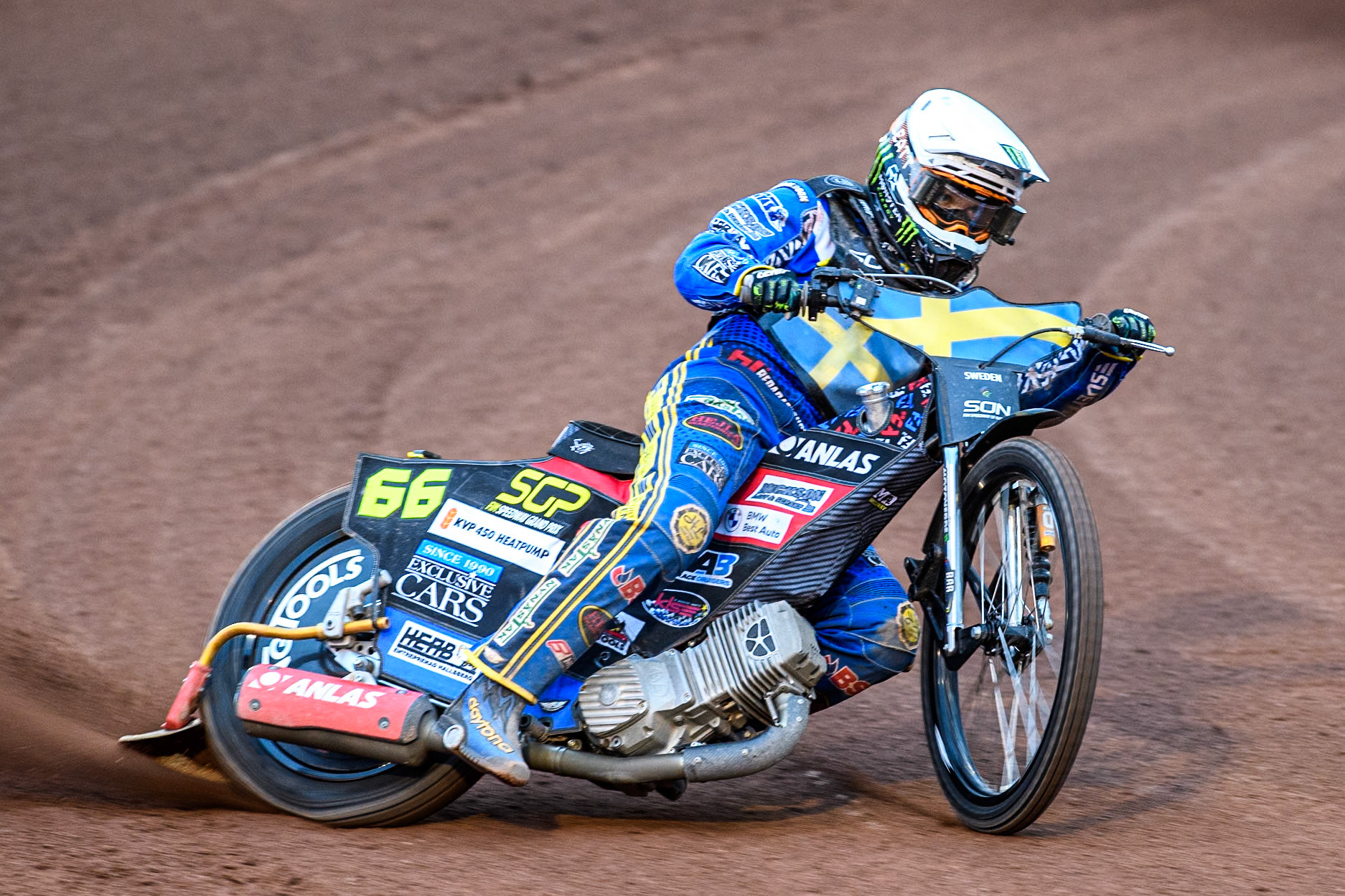 Fredrik Lindgren of Sweden in action during the Monster Energy FIM Speedway of Nation Final at the National Speedway Stadium, Manchester on Saturday 13th July 2024. (Photo: Ian Charles | MI News)