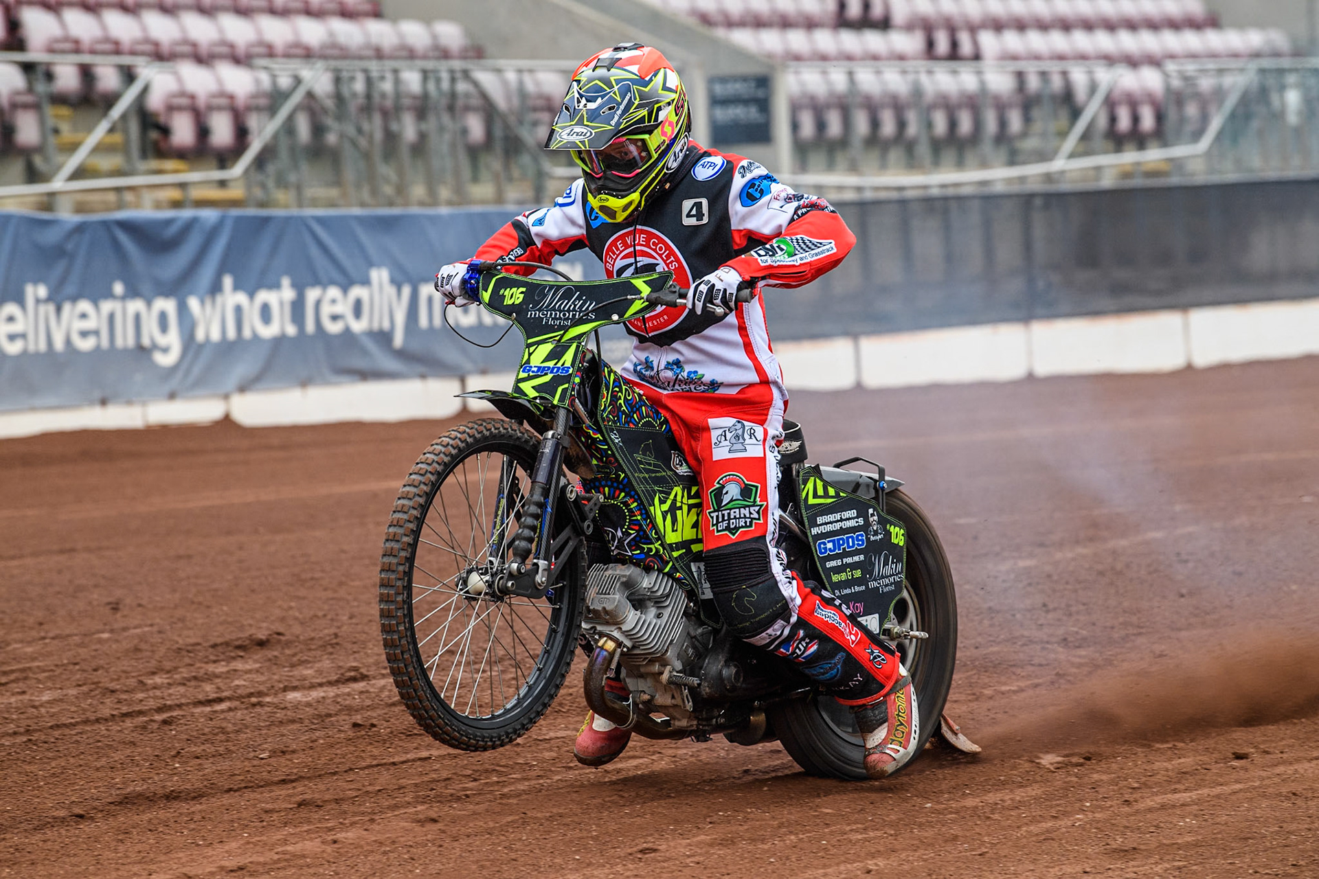 Belle Vue Colts' rider Luke Muff does a practice start during the Belle Vue Aces Media Day at the National Speedway Stadium, Manchester on Monday 11th March 2024. (Photo: Ian Charles | MI News)