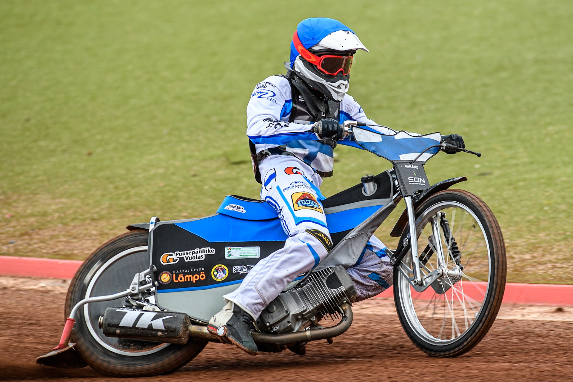 Antti Vuolas of Finland practices during the Monster Energy FIM Speedway of Nations Semi-Final 1 at the National Speedway Stadium, Manchester on Tuesday 9th July 2024. (Photo: Ian Charles | MI News)