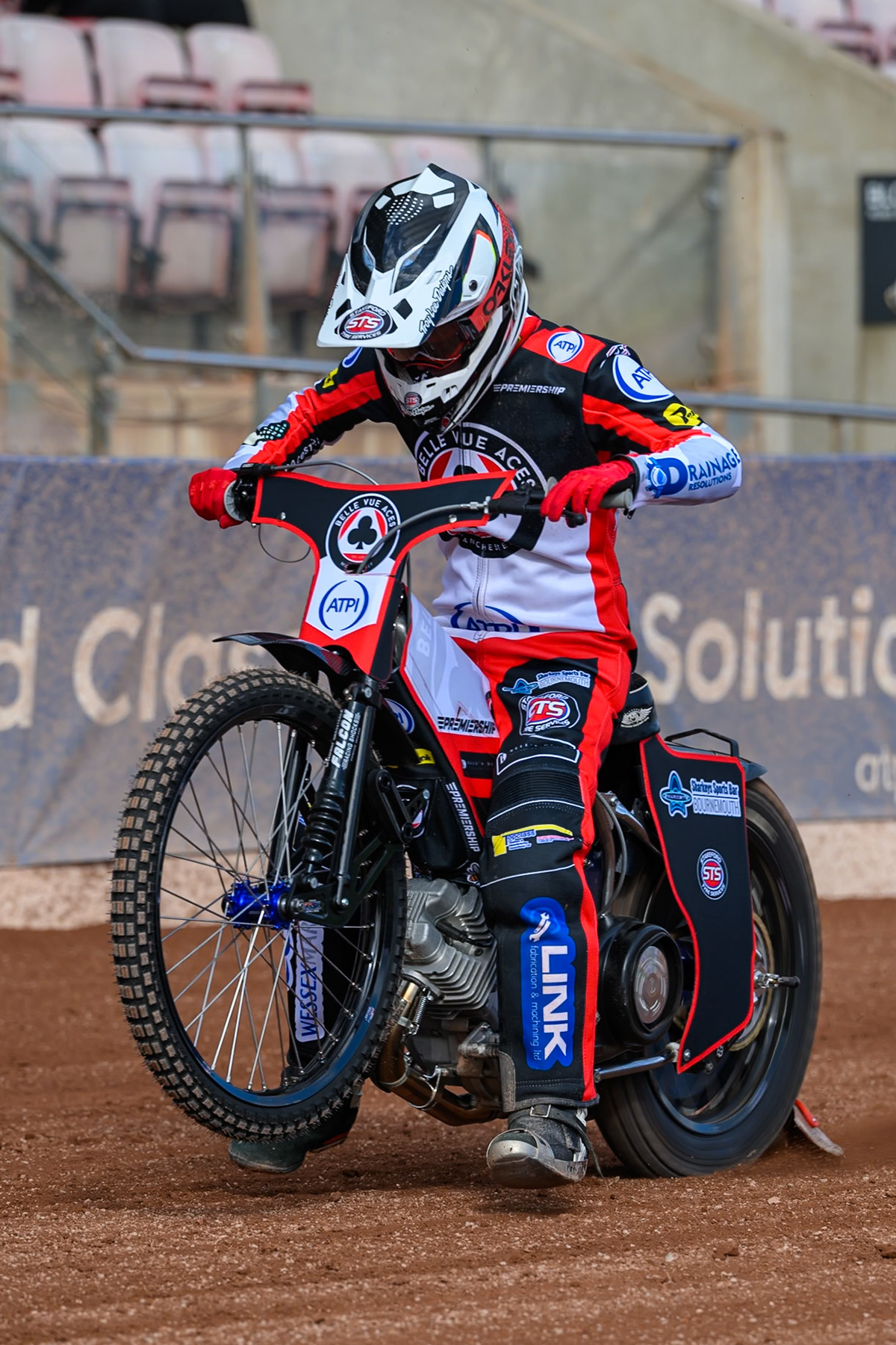 Zach Cook of Belle Vue Aces does a practice start during the Belle Vue Aces Media Day at the National Speedway Stadium, Manchester on Wednesday 11th March 2026. (Photo: Ian Charles | MI News)
