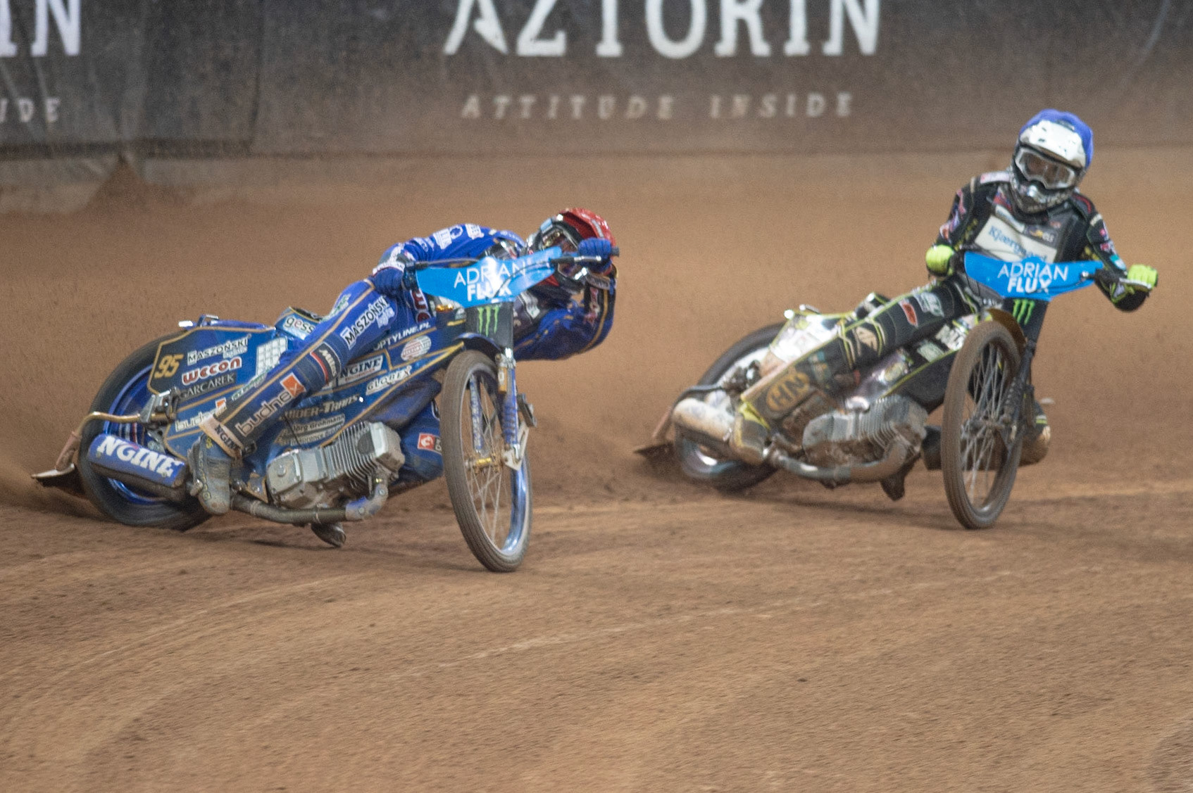 CARDIFF,WALES Bartoz Zmarzlik (Red) leads Martin Vaculik (Blue) during the ADRIAN FLUX BRITISH FIM SPEEDWAY GRAND PRIX at the Principality Stadium, Cardiff on Saturday 21st September 2019. (Credit: Ian Charles | MI News)