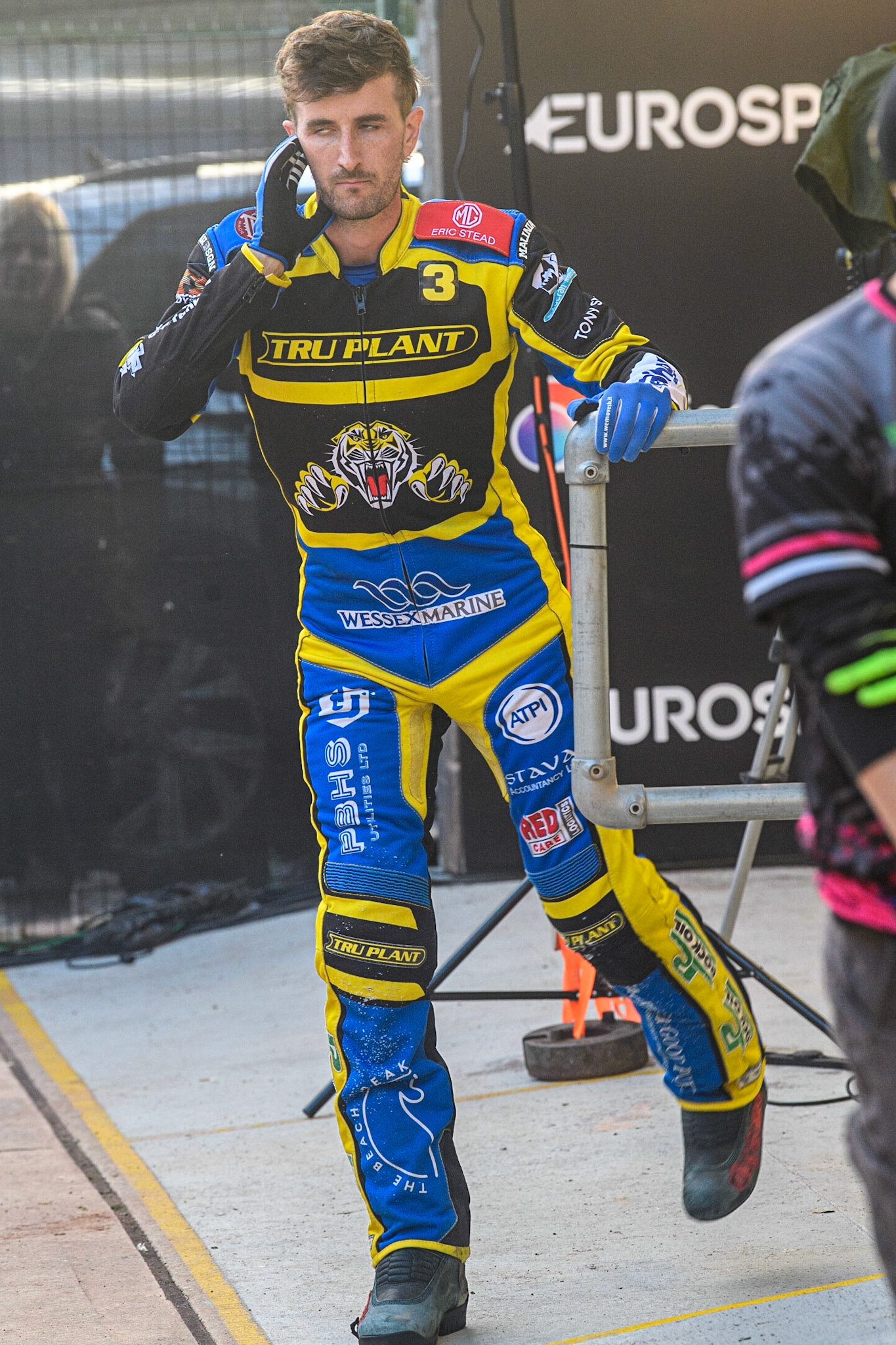 Adam Ellis - Sheffield TruPlant Tigers during the Sports Insure Premiership match between Belle Vue Aces and Sheffield Tigers at the National Speedway Stadium, Manchester on Monday 7th August 2023. (Photo: Ian Charles | MI News)