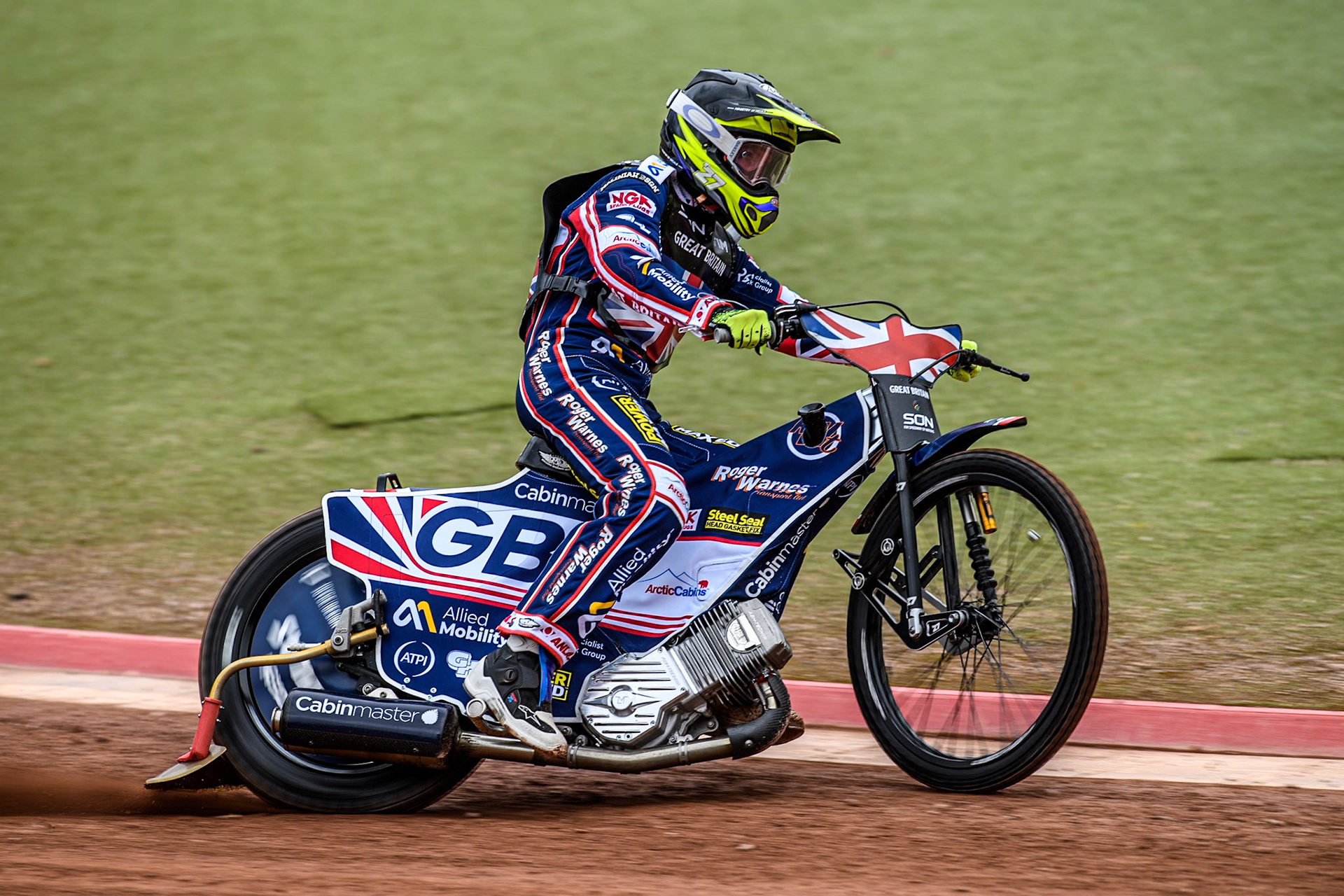 Tom Brennan of Great Britain practices during the Monster Energy FIM Speedway of Nation Semi Final 2 at the National Speedway Stadium, Manchester on Wednesday 10th July 2024. (Photo: Ian Charles | MI News)