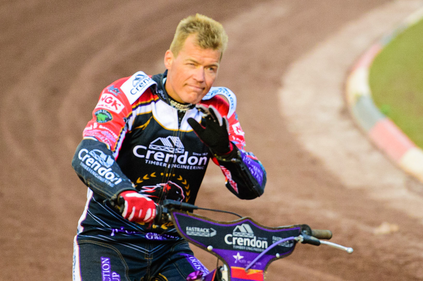 Ulrich Oostergaard  on the pre match parade during the SGB Premiership match between Belle Vue Aces and Peterborough at the National Speedway Stadium, Manchester on Monday 25th July 2022. (Credit: Ian Charles | MI News
