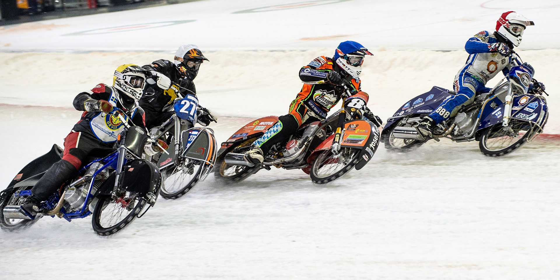 Photo: Ian Charles

Konstantin Kolenkin (Red) inside Markus Jell (Blue), Jimmy Tuinstra (White) and Albin Lindblom (Yellow)

Roelof Thijs Bokaal, Ice Rink Thialf, Heerenveen, Netherlands Friday  29  March  2019