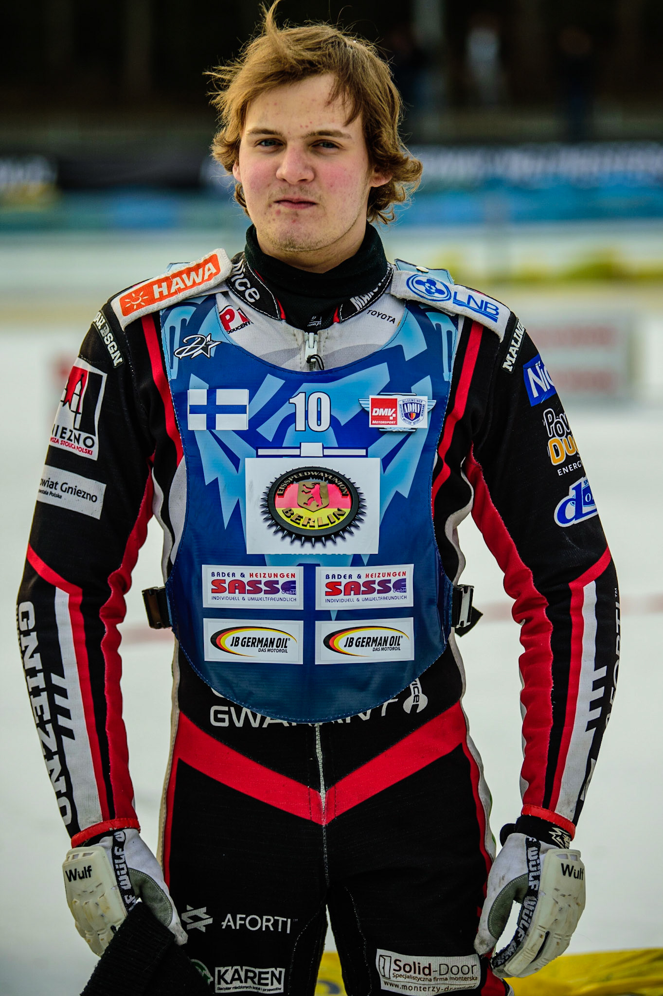 Topi Mustonen (Finland) during the German Individual Ice Speedway Championship at Horst-Dohm-Eisstadion, Berlin on Friday 3rd March 2023. (Photo: Ian Charles | MI News)