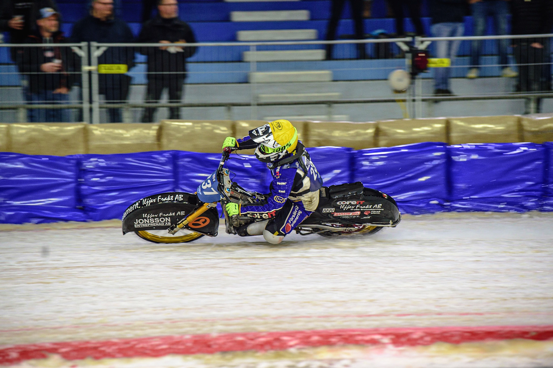 HEERENVEEN, NL. Jimmy Hörrnell (237)  in action  during the FIM Ice Speedway Gladiators World Championship Final 4 at Ice Rink Thialf, Heerenveen on Sunday  3 April 2022. (Credit: Ian Charles | MI News)