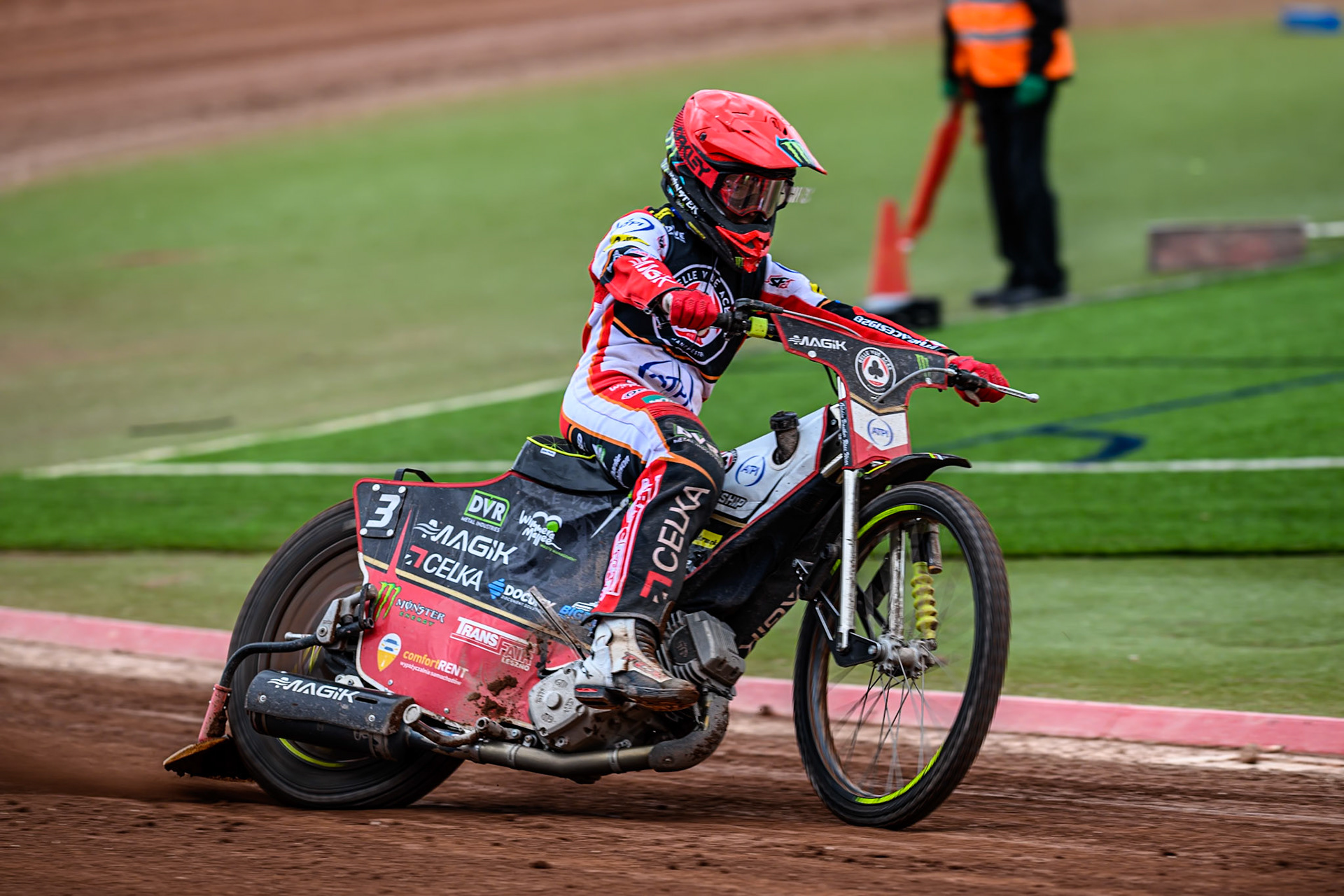 Belle Vue Aces' Jaimon Lidsey in action during the Rowe Motor Oil Premiership match between Belle Vue Aces and Oxford Spires at the National Speedway Stadium, Manchester on Monday 26th May 2025. (Photo: Ian Charles | MI News)