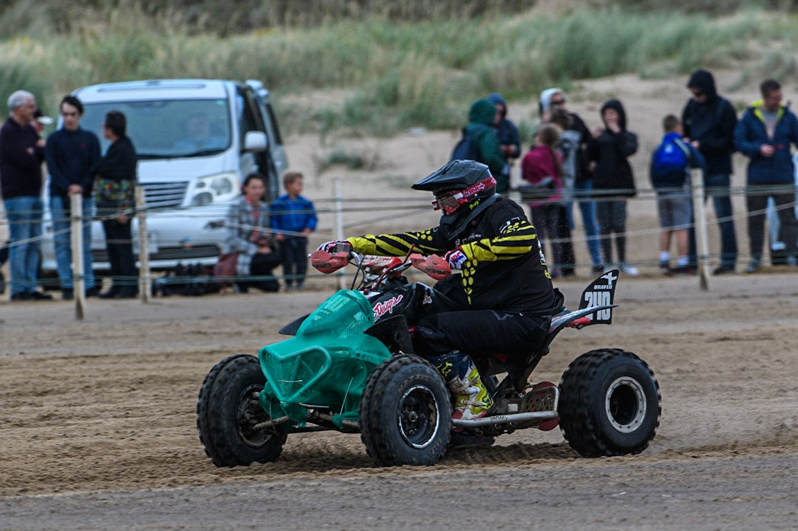 Dan Bray (240) in action  during the Fylde ACU British Sand Racing Masters Championship at  St Annes on Sea, Lancashire on Sunday 30th July 2023. (Photo: Ian Charles | MI News)