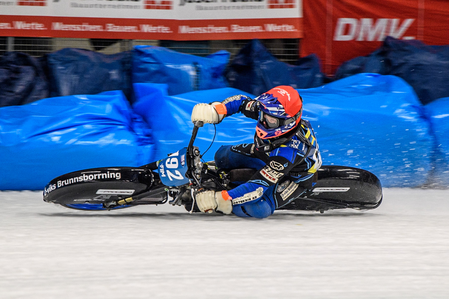 Niclas Svensson (192) of Sweden in action during the Ice Speedway Gladiators World Championship Final 1 at Max-Aicher-Arena, Inzell on Saturday 15th March 2025. (Photo: Ian Charles | MI News)