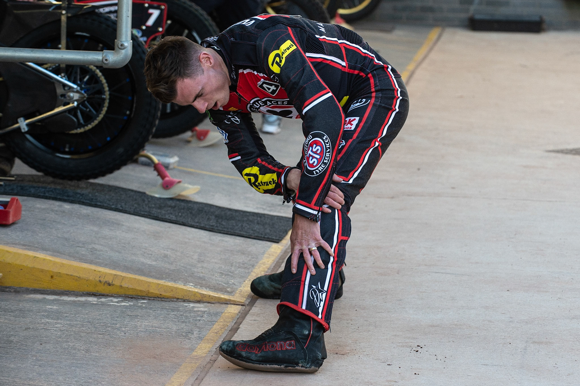 Photo: Ian Charles

​​Steve Worrall​​ warms up

Belle Vue Aces v Kings Lynn Stars, British Speedway Premiership, Belle Vue National Speedway Stadium, Manchester, Thursday 16  May  2019