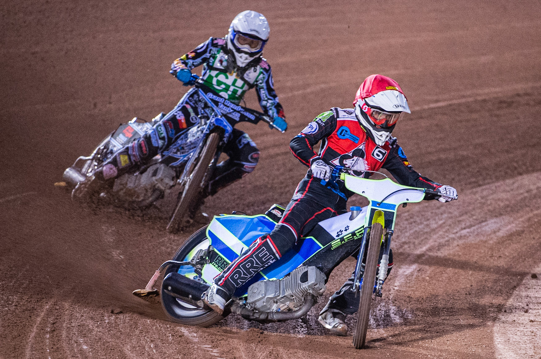 Photo: Ian Charles

Belle Vue Colts  Ben Rathbone  (Red) leads Harry McGurk  (White)

Belle Vue Colts v Cradley Heathens, SGB National League KO Cup Semi Final 2nd Leg, Belle Vue National Speedway Stadium, Manchester, Wednesday 18  September  2019