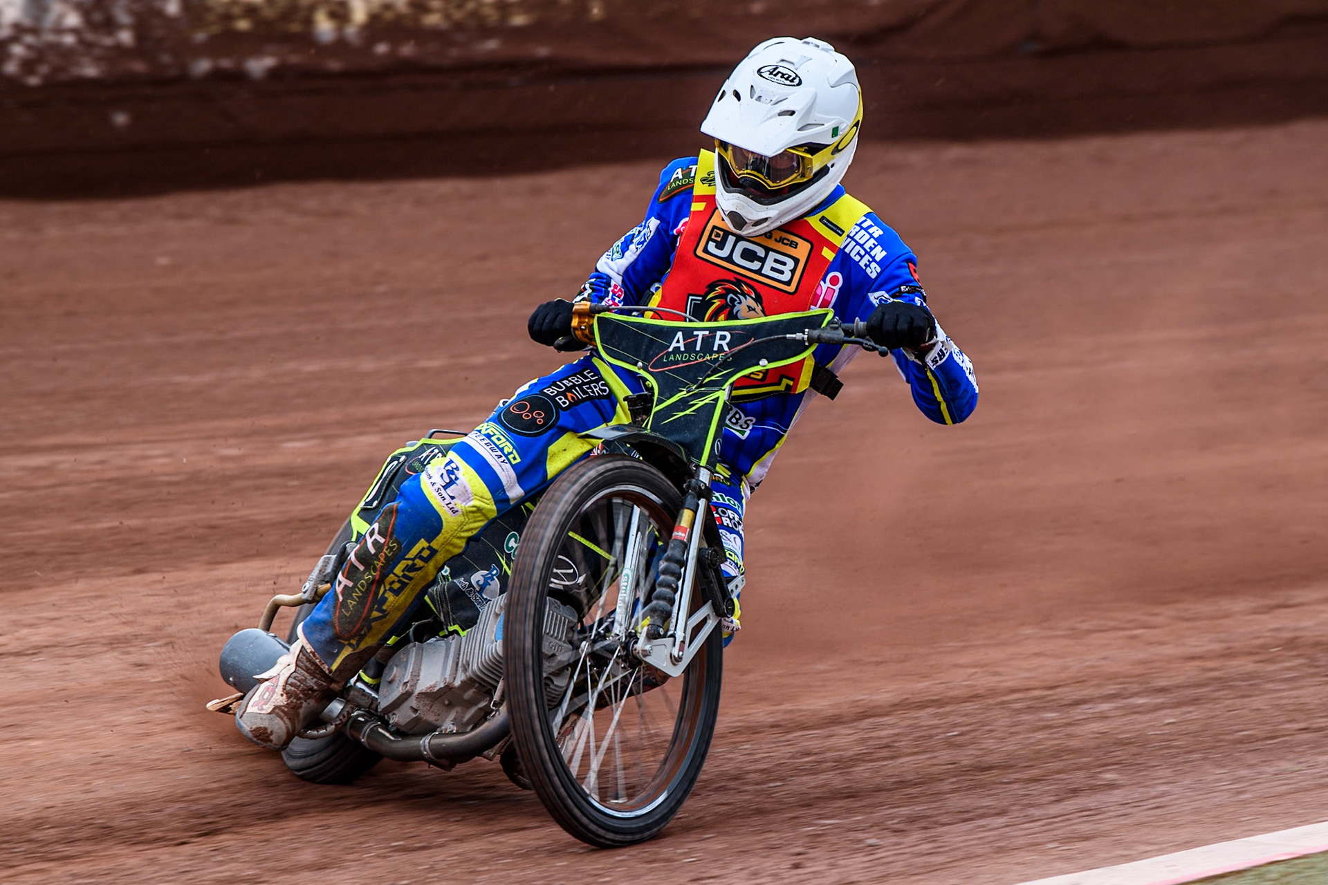 Leicester Lion Cubs' Guest Rider Darryl Ritchings in action during the WSRA National Development League match between Belle Vue Colts and Leicester Lion Cubs at the National Speedway Stadium, Manchester on Friday 18th April 2025. (Photo: Ian Charles | MI News)