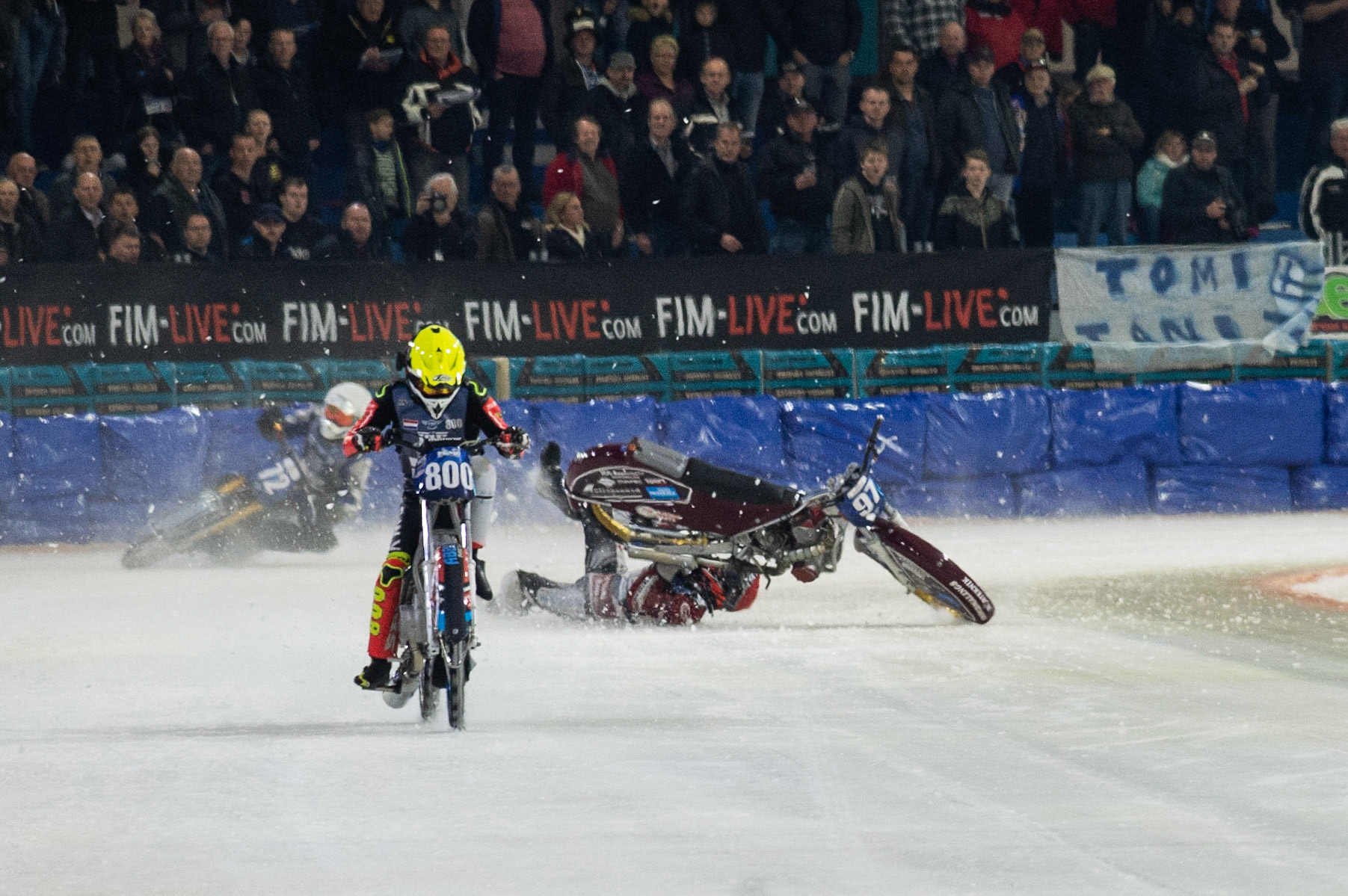 Photo: Ian Charles

Ove Ledstrom falls 

FIM Ice Speedway Gladiators World Championship, Event 5.2, Ice Rink Thialf, Heerenveen, Netherlands Sunday  31  March  2019