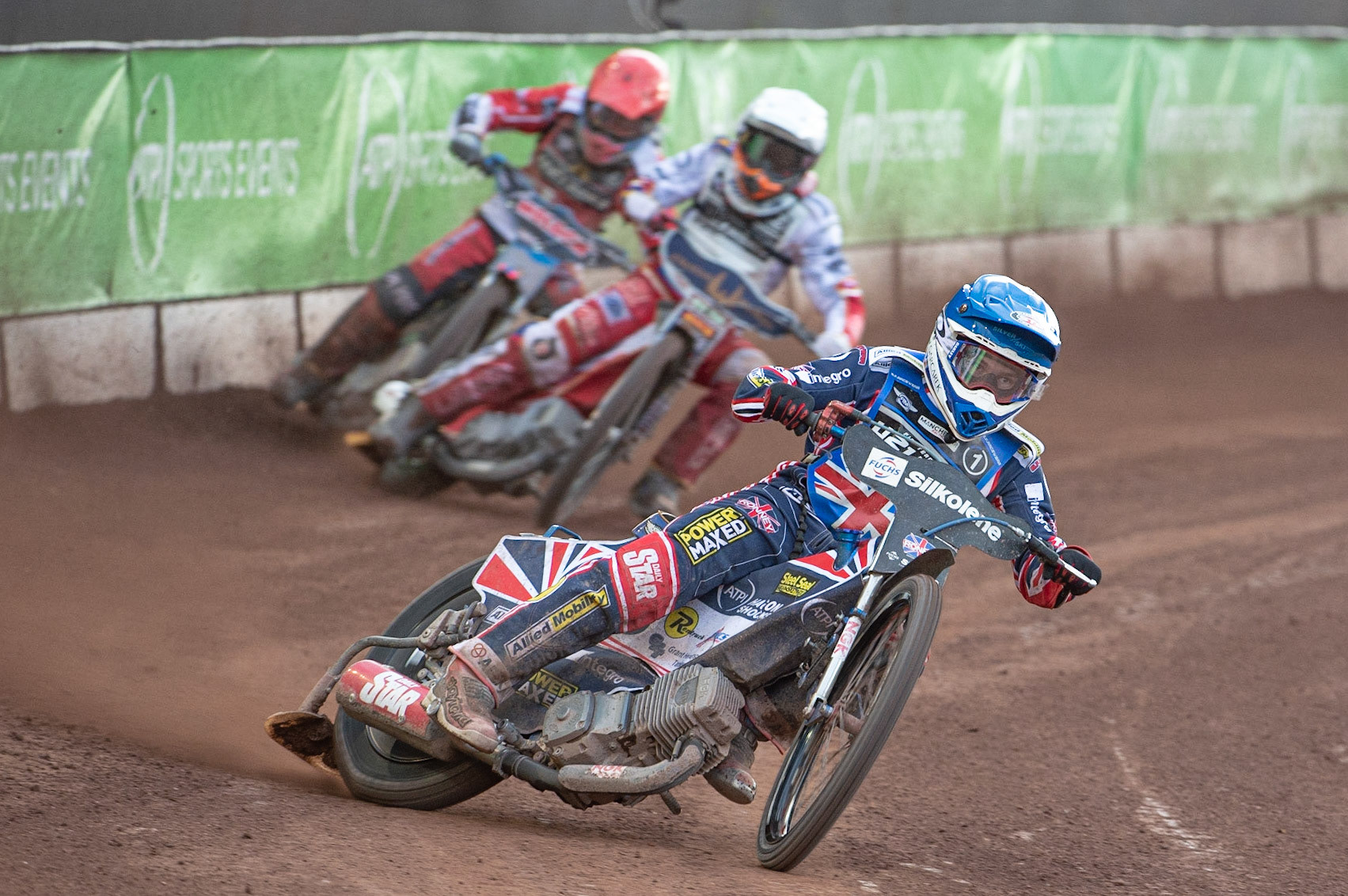 Photo: Ian Charles

Robert Lambert (Blue) leads Dominik Kubera  (White) and Jonas Jeppesen (Red) 

FIM Team Speedway U-21 World Championship, National Speedway Stadium, Manchester Friday 12 July  2019