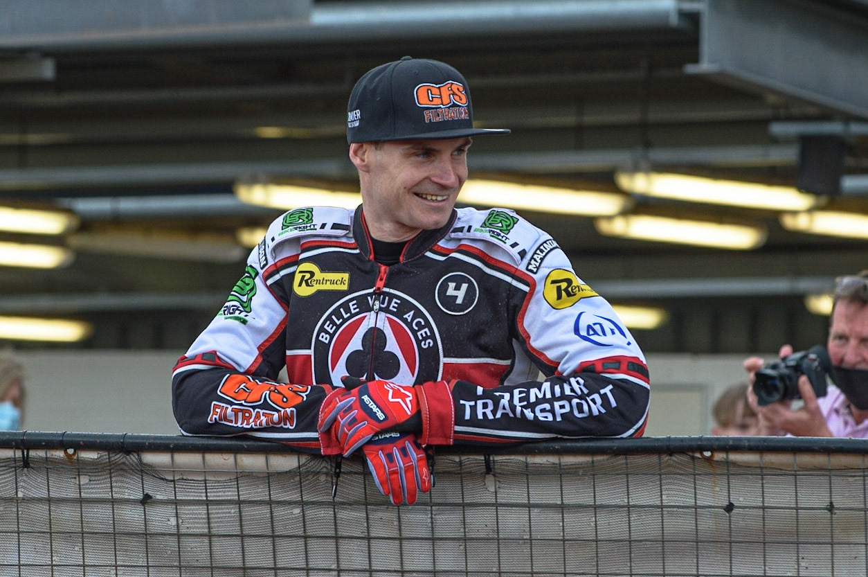 Photo: Ian CharlesSteve Worrall watches practiceDiscovery Networks Eurosport Speedway Season Launch, National Speedway Stadium, Manchester Wednesday  12  May  2021