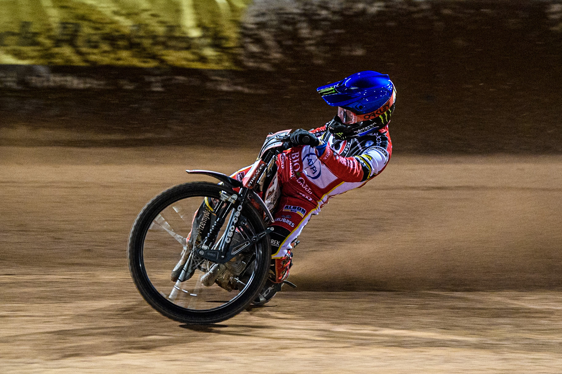 Dan Bewley of Belle Vue Aces in action during the Rowe Motor Oil Premiership match between Belle Vue Aces and King's Lynn Stars at the National Speedway Stadium, Manchester on Monday 5th April 2025. (Photo: Ian Charles | MI News)