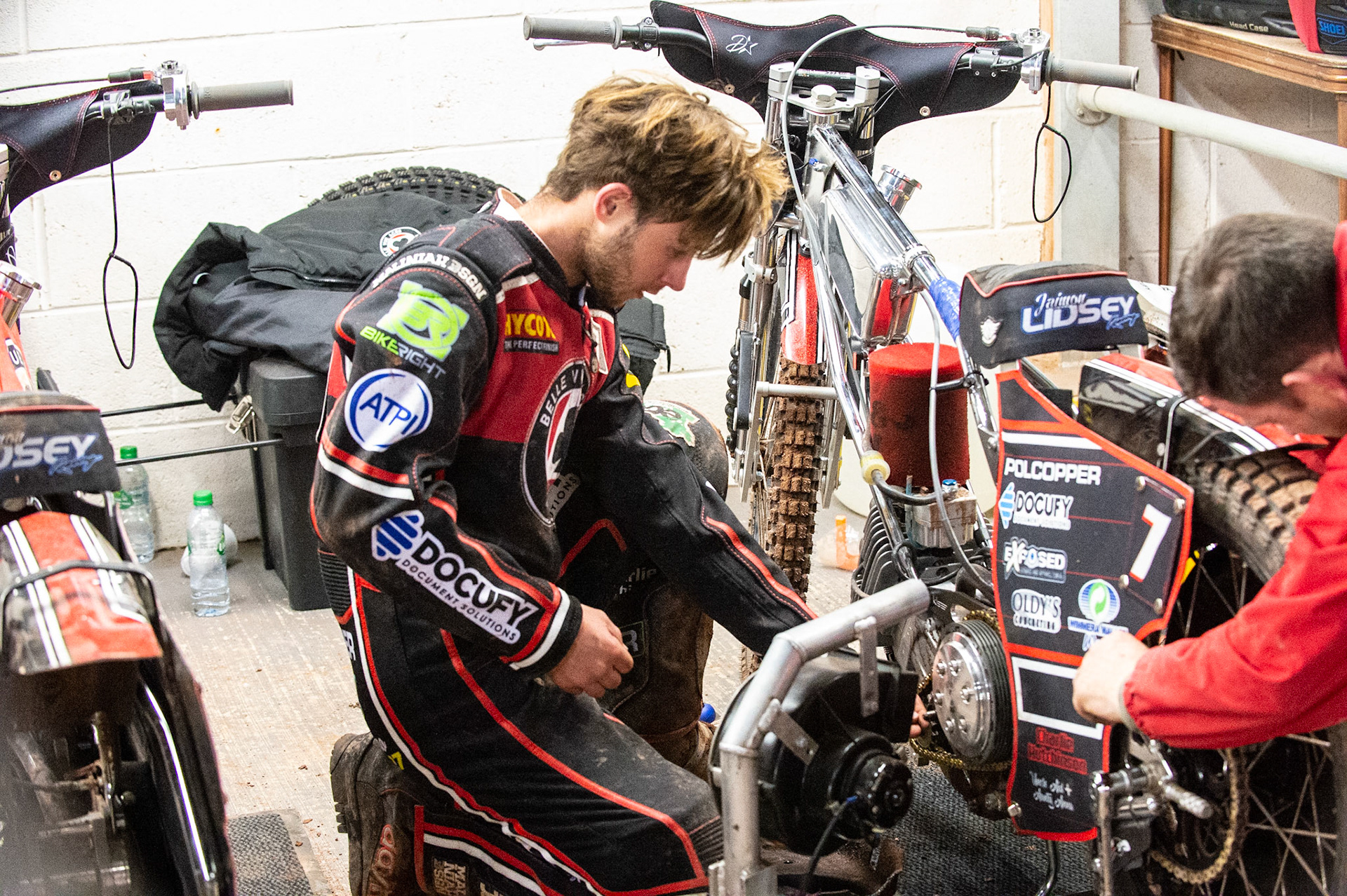 Photo by Ian Charles:

Jaimon Lidsey works on his bike 

Belle Vue Aces v Peterborough Panthers, National Speedway Stadium, Manchester, Wednesday, 10, April, 2019