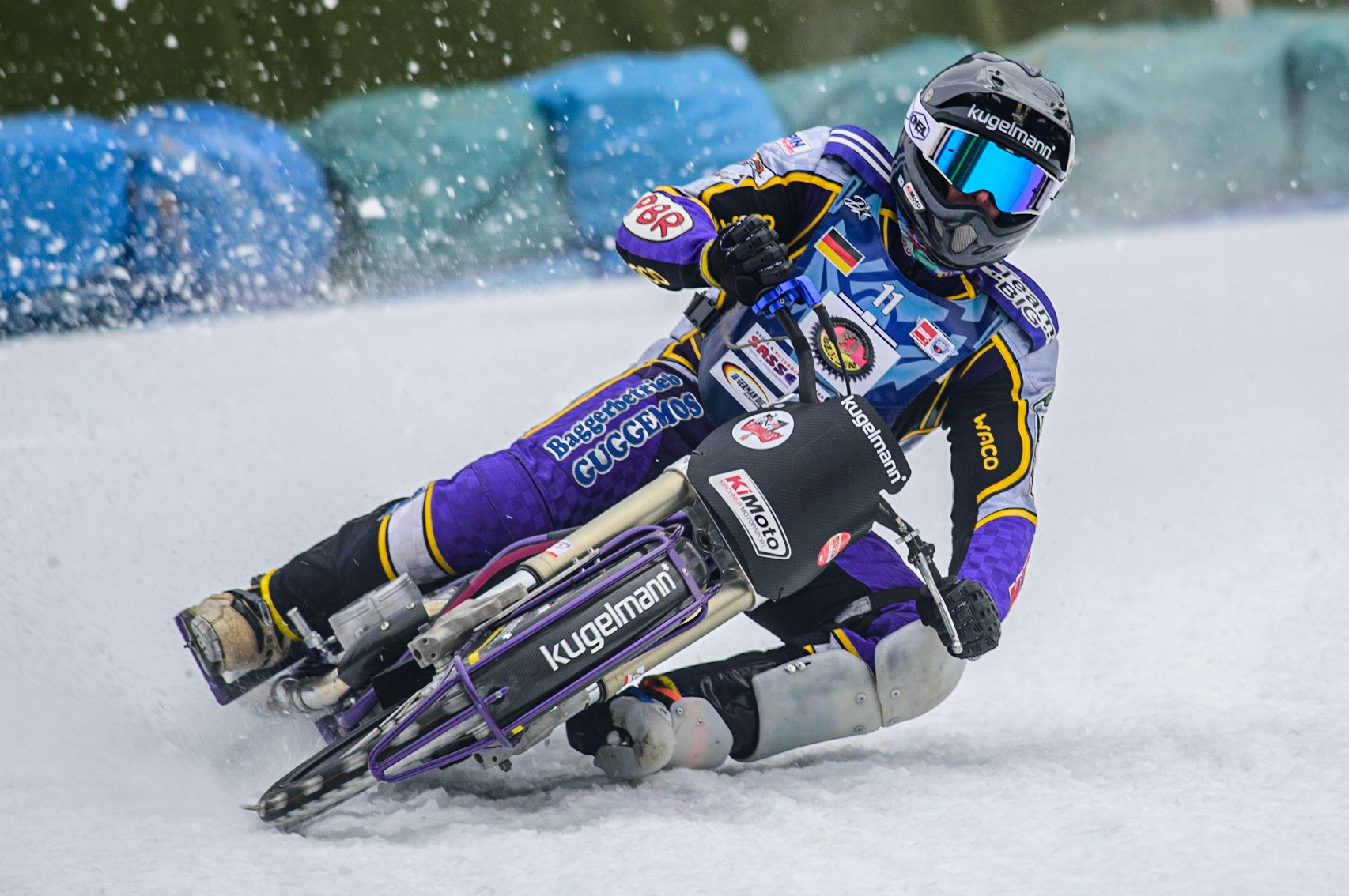 Christoph Kirchner practices  during the German Individual Ice Speedway Championship at Horst-Dohm-Eisstadion, Berlin on Friday 3rd March 2023. (Photo: Ian Charles | MI News)