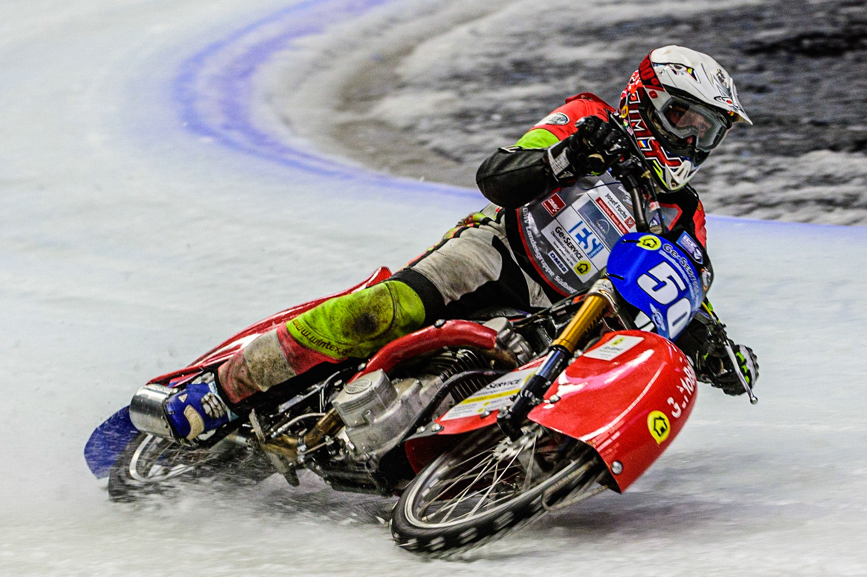 Harald Simon (50) in action during the Ice Speedway Gladiators World Championship Final 1 at Max-Aicher-Arena, Inzell, Germany on Saturday 18th March 2023. (Photo: Ian Charles | MI News)