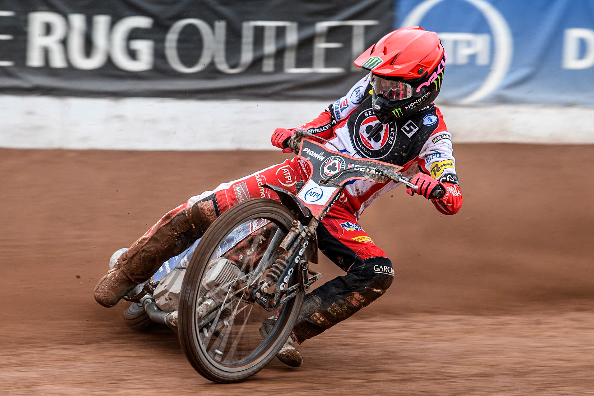 Belle Vue ATPI Aces Dan Bewley in action during the Rowe Motor Oil Premiership KO Cup Quarter Final 1st Leg between Belle Vue Aces and Sheffield Tigers at the National Speedway Stadium, Manchester on Monday 1st April 2024. (Photo: Ian Charles | MI News)
