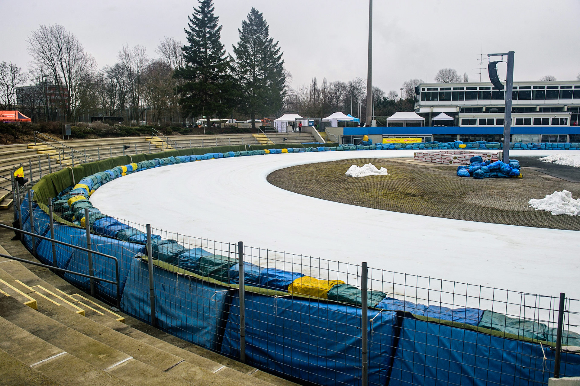 The Horst-Dohm-Eisstadion during the German Individual Ice Speedway Championship at Horst-Dohm-Eisstadion, Berlin on Friday 3rd March 2023. (Photo: Ian Charles | MI News)