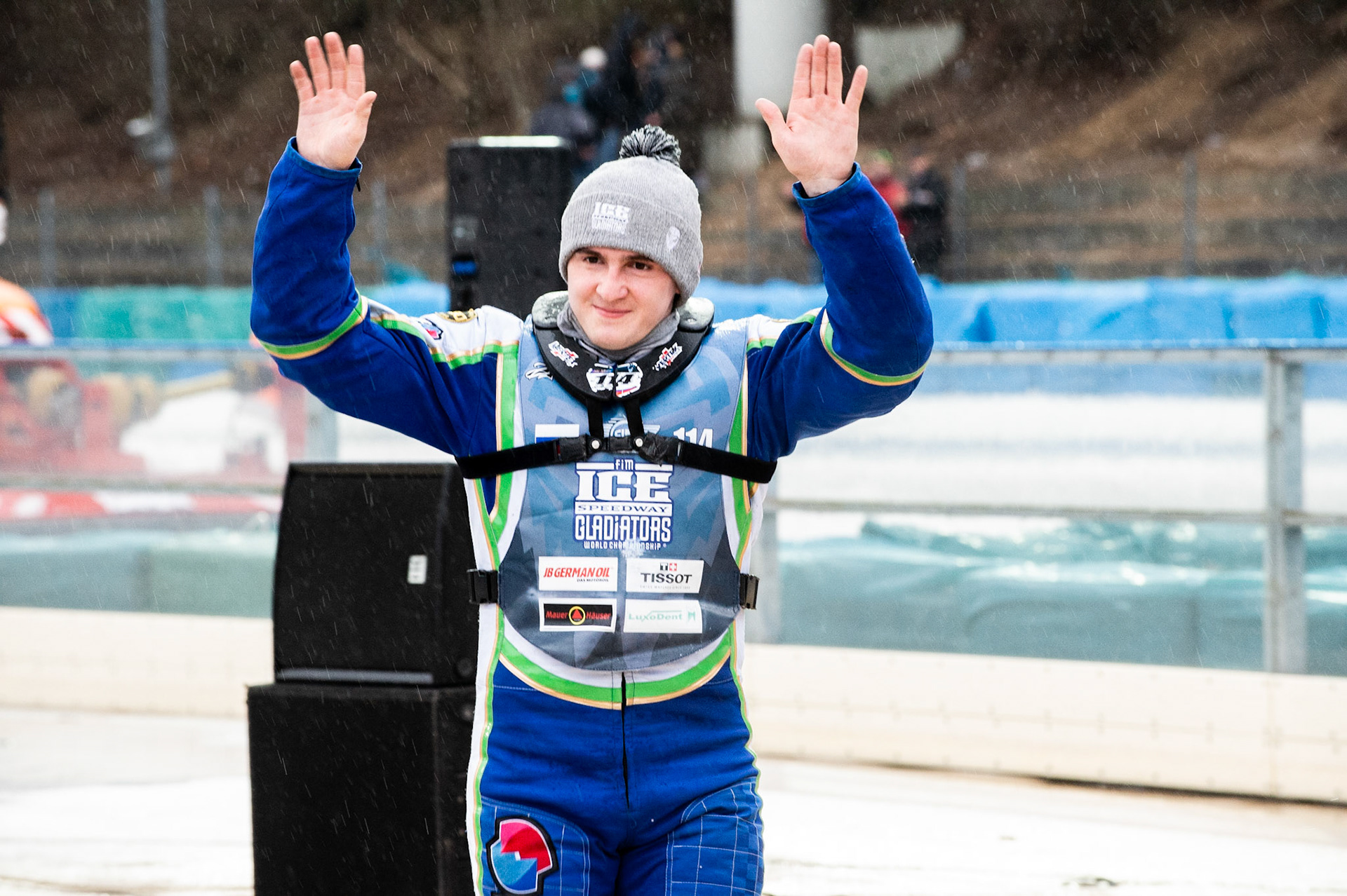 Photo: Ian Charles

Dinar Valeev (114) celebrates 

FIM Ice Speedway Gladiators World Championship, Final 3.2, Horst-Dohm Eisstadion, Berlin, Germany Sunday  3  March  2019