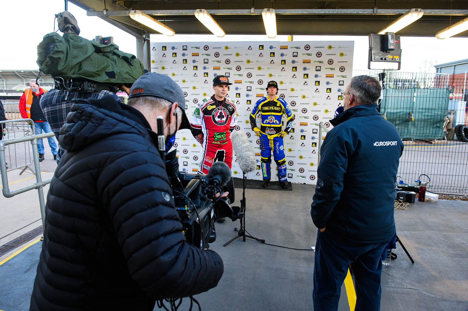 Photo: Ian CharlesEurosport interview the team captainsBelle Vue Aces v Sheffield Tigers, British Speedway Premier League, National Speedway Stadium, Manchester Monday  17  May  2021