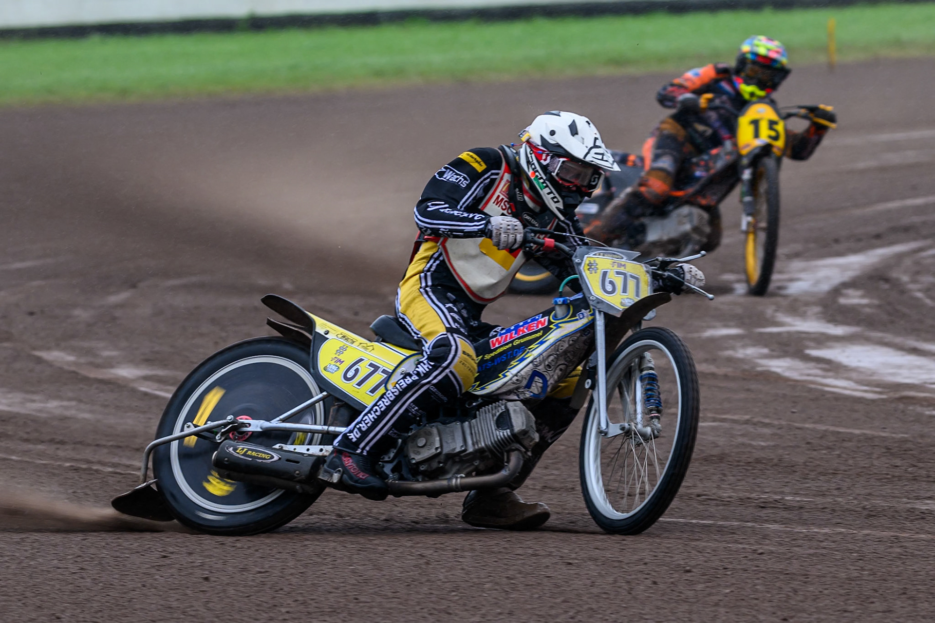 Timo Wachs (677) of Germany practices during the FIM Long Track World Championship Final 4, at the Speed Centre Roden, Netherlands on Sunday 21st September 2025. (Photo: Ian Charles | MI News)