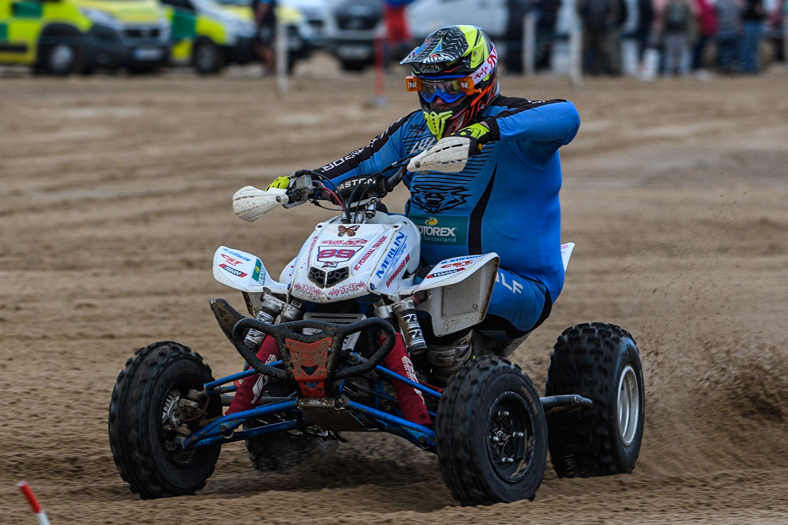 Davey Nixon (99) in action  during the Fylde ACU British Sand Racing Masters Championship at  St Annes on Sea, Lancashire on Sunday 30th July 2023. (Photo: Ian Charles | MI News)