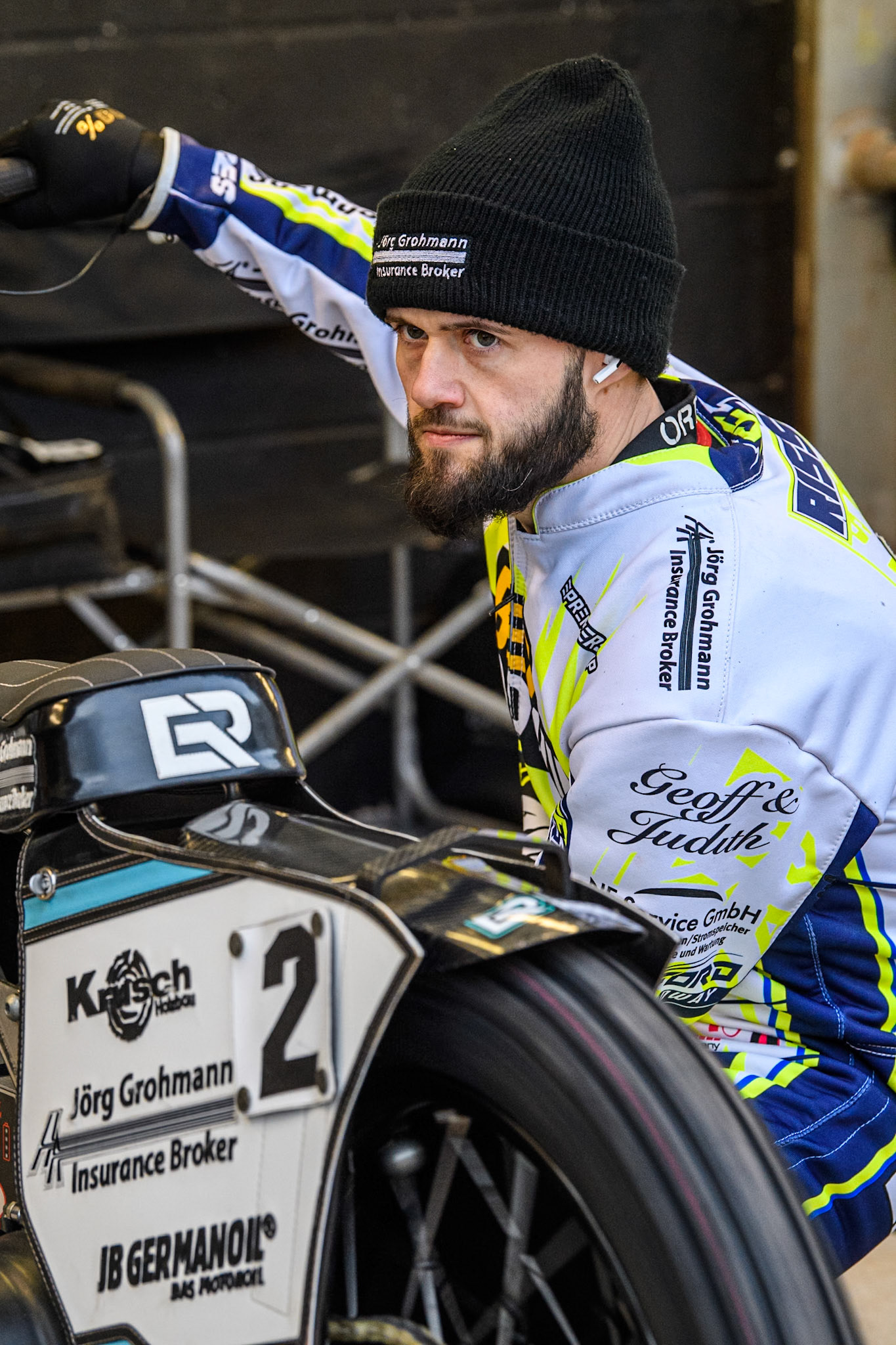 Oxford Spires' Erik Riss during the Rowe Motor Oil Premiership match between Belle Vue Aces and Oxford Spires at the National Speedway Stadium, Manchester on Monday 14th April 2025. (Photo: Ian Charles | MI News)