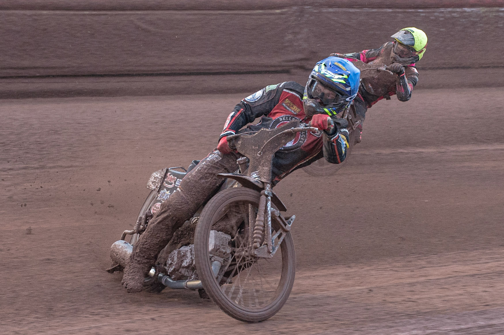 Photo by Ian Charles:

Ricky Wells  (Blue) leads Josh Bates  (Yellow)

Belle Vue Aces v Peterborough Panthers, British Speedway Premiership, National Speedway Stadium, Manchester, Thursday, 13, June, 2019