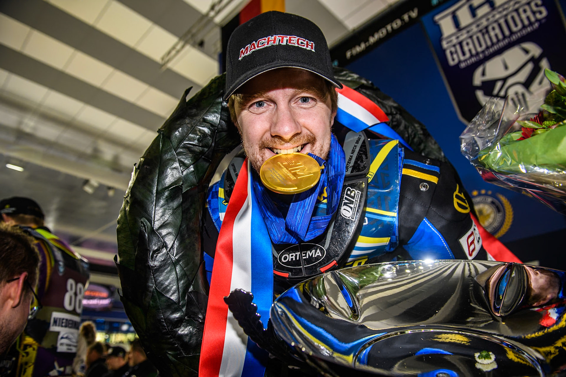 Martin Haarahiltunen - three times World Champion during the FIM Ice Speedway Gladiators World Championship Final 4 at Ice Rink Thialf, Heerenveen on Sunday 7th April 2024. (Photo: Ian Charles | MI News)