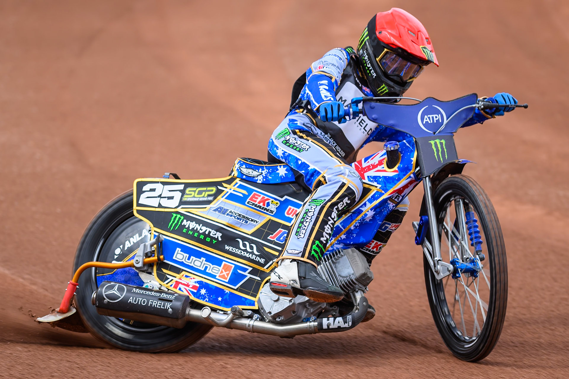 Jack Holder (25) of Australia during practice for the ATPI  FIM Speedway GP of Manchester at the National Speedway Stadium, Manchester on Friday 5th June 2026. (Photo: Ian Charles | MI News)