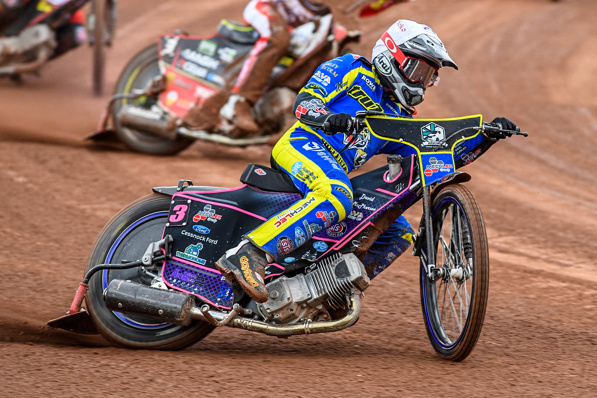 Josh Pickering of Sheffield Tigers in action during the Rowe Motor Oil Premiership match between Belle Vue Aces and Sheffield Tigers at the National Speedway Stadium, Manchester on Monday 5th May 2025. (Photo: Ian Charles | MI News)