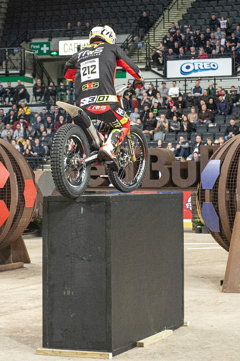 SHEFFIELD, ENGLAND  - DECEMBER 28TH  Toby Martyn, UK (Beta) on the box obstacle  during the 25th Anniversary Sheffield Indoor Trial at the FlyDSA Arena, Sheffield on Saturday 28th December 2019. (Credit: Ian Charles | MI News)