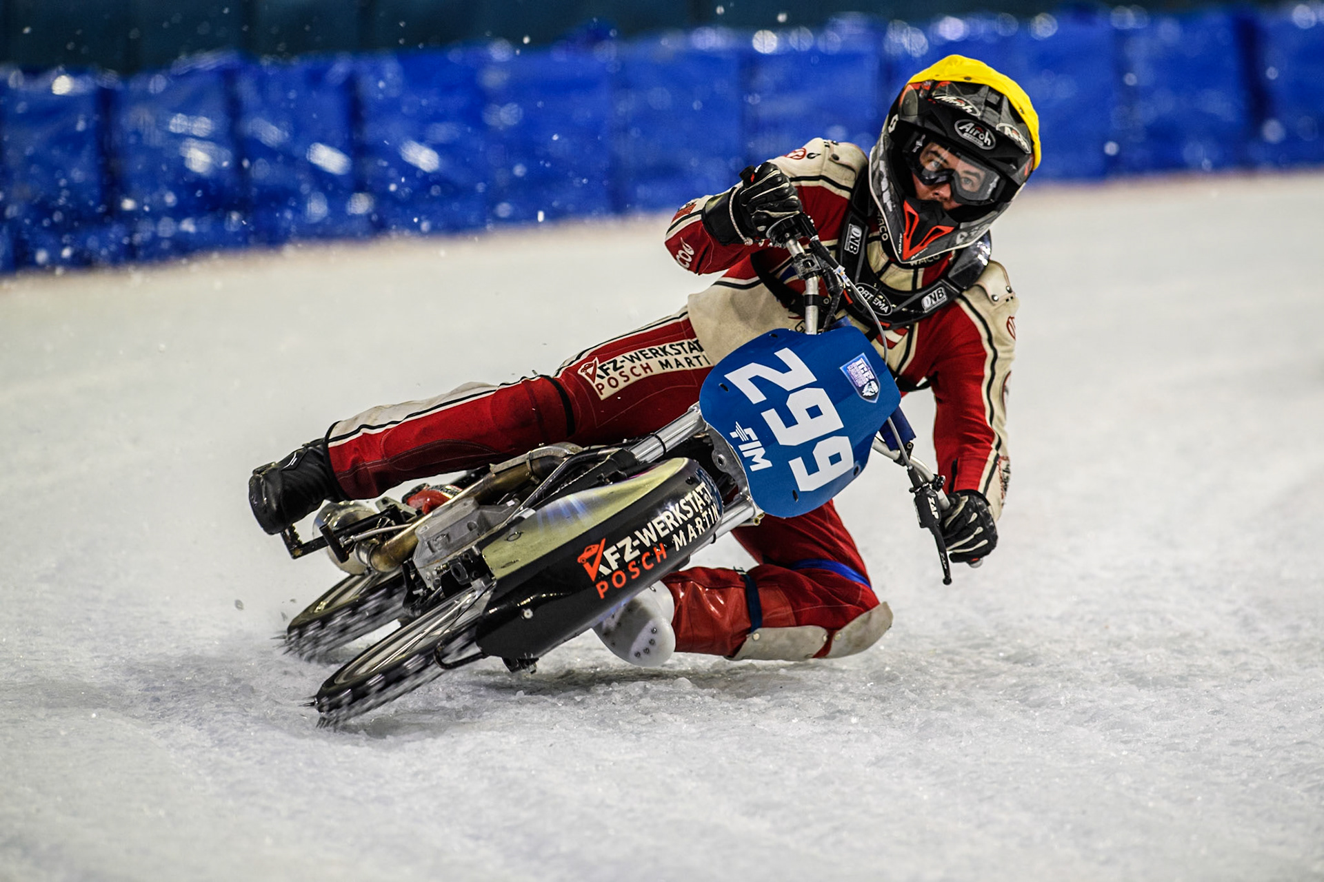 Martin Posch (299) of Austria in action during the FIM Ice Speedway Gladiators World Championship, Final 4 at the Ice Stadium, Thialf, Heerenveen on Sunday 6th April 2025. (Photo: Ian Charles | MI News)