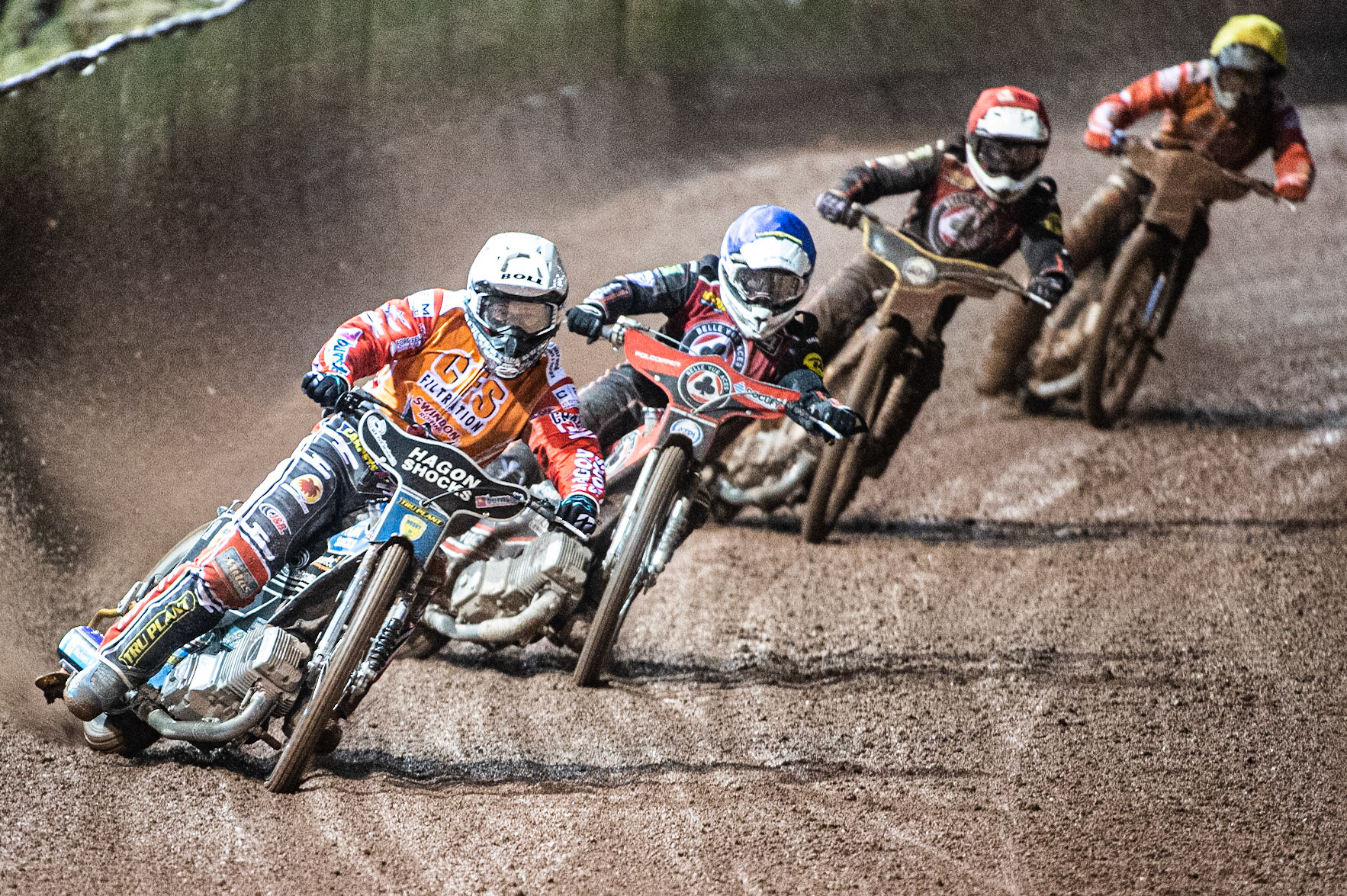 Photo by Ian Charles:

Jason Doyle  (White) leads Jaimon Lidsey  (Blue) Max Fricke  (Red) and Adam Ellis  (Yellow)

Belle Vue Aces v Swindon Robins, Supporters Cup Final 1st Leg, National Speedway Stadium, Manchester, Thursday, 12, September, 2019