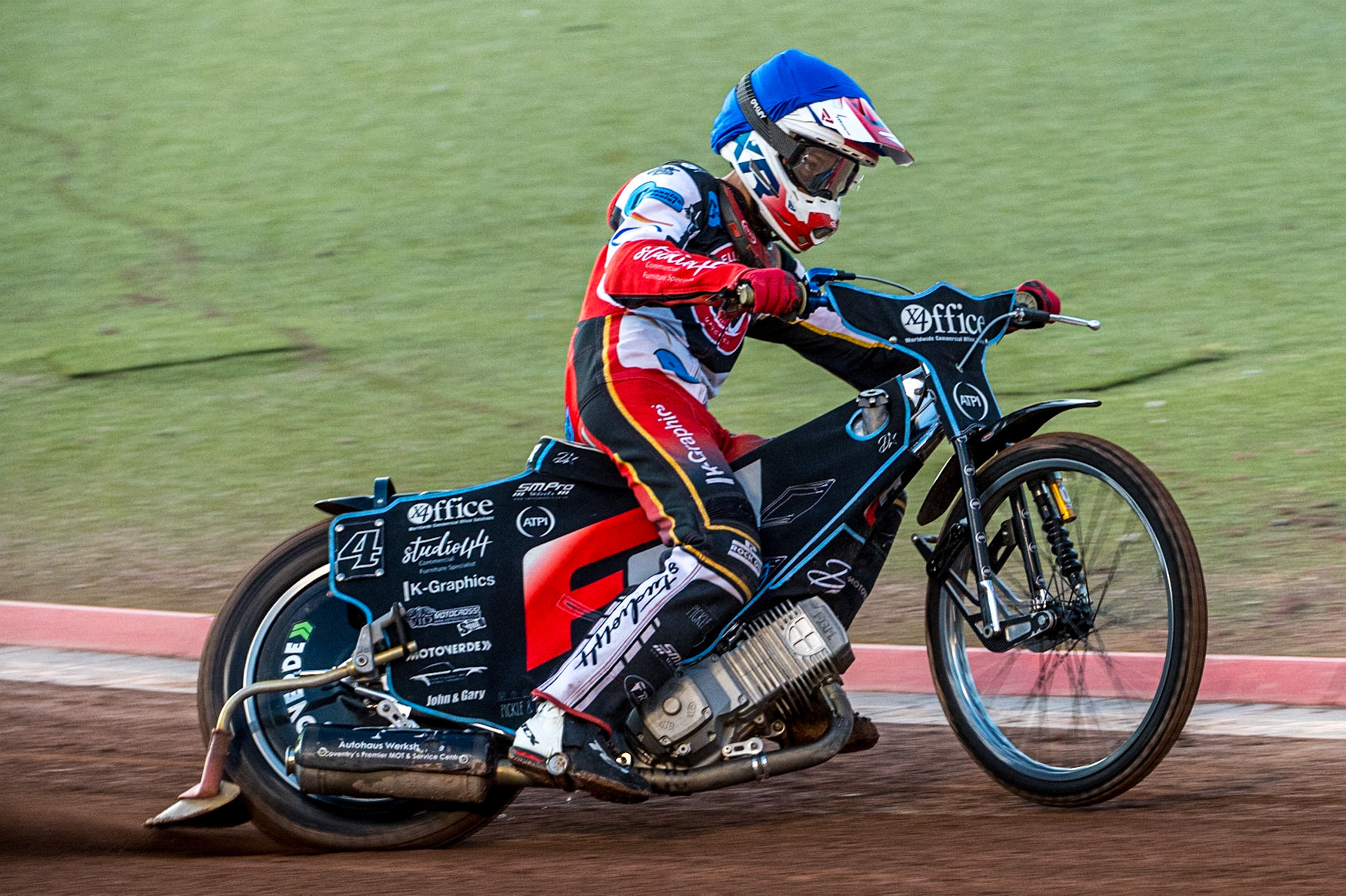 Freddy Hodder in action for Belle Vue Cool Running Colts during the National Development League match between Belle Vue Colts and Workington Comets at the National Speedway Stadium, Manchester on Friday 25th August 2023. (Photo: Ian Charles | MI News)