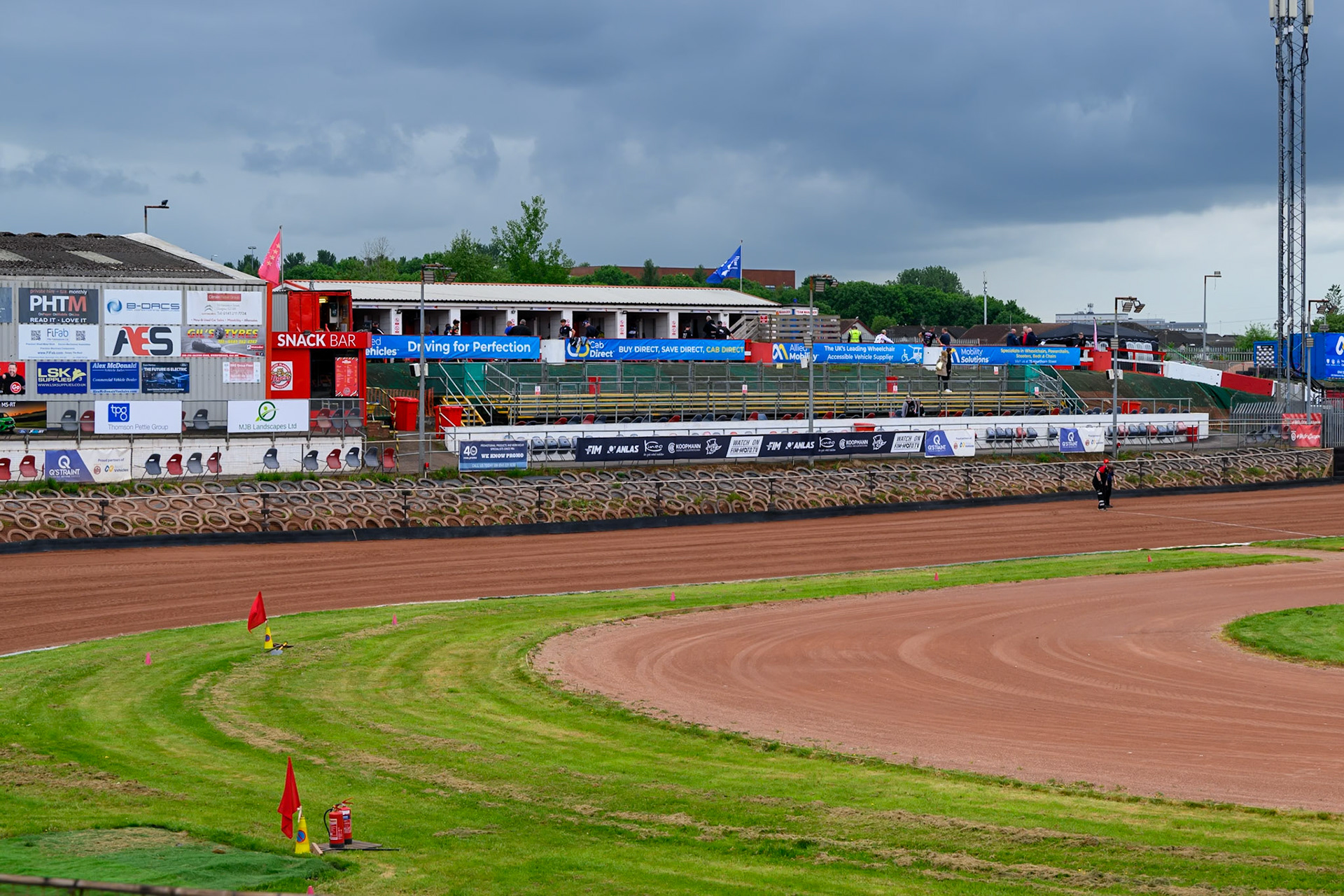 The Back straight stand at Glasgow Speedway during the Speedway GP Qualifying Round 3 at Allied Ashfield Stadium, Glasgow on Saturday 30th May 2026. (Photo: Ian Charles | MI News)