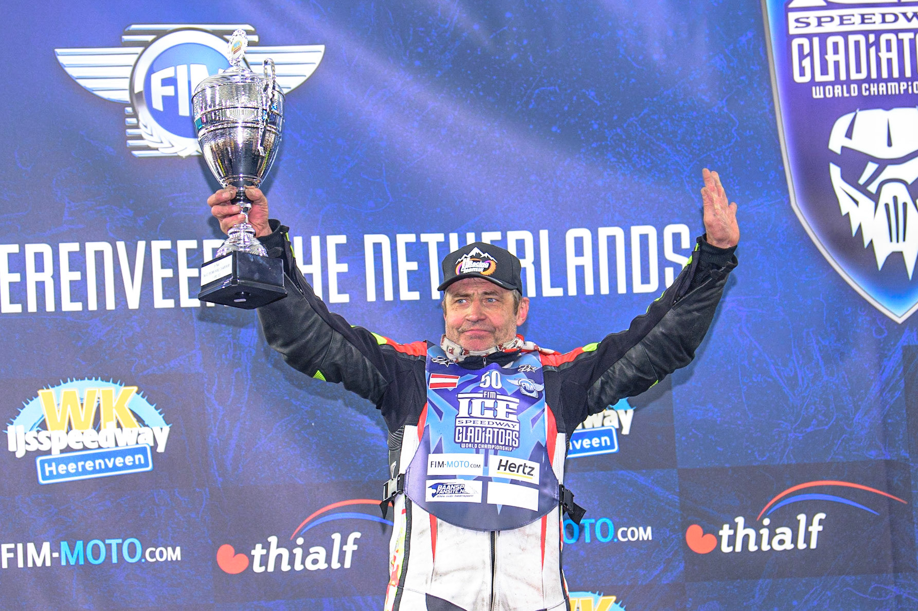 HEERENVEEN, NL. Harald Simon (50) -2nd  during the FIM Ice Speedway Gladiators World Championship Final 4 at Ice Rink Thialf, Heerenveen on Sunday  3 April 2022. (Credit: Ian Charles | MI News)