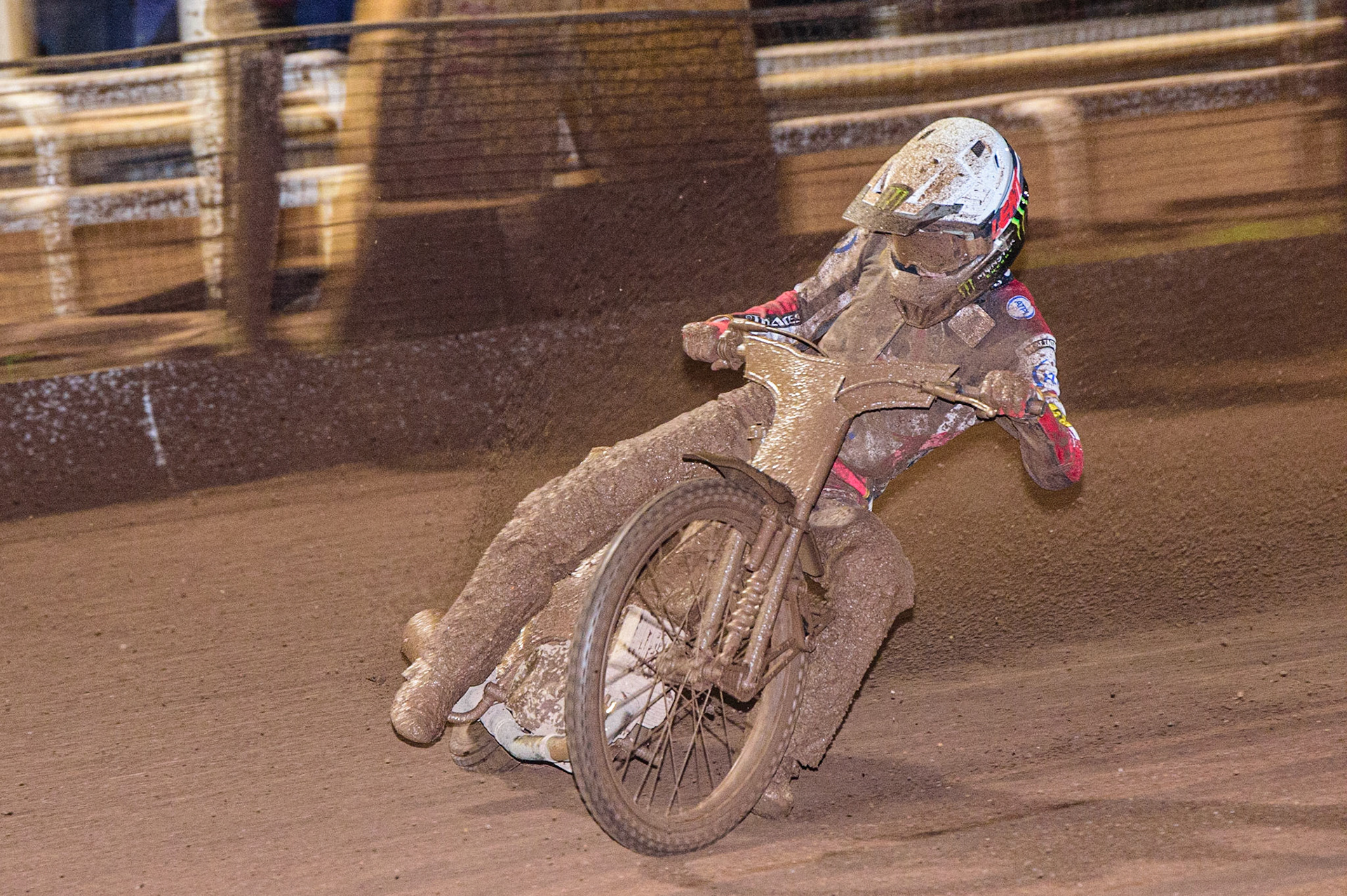 Dan Bewley  gets filled in during the Sheffield Tigers vs Belle Vue Aces meeting in the SGP Premiership at Owlerton Stadium, Sheffield on Thursday 23rd March 2023. (Photo: Ian Charles | MI News)