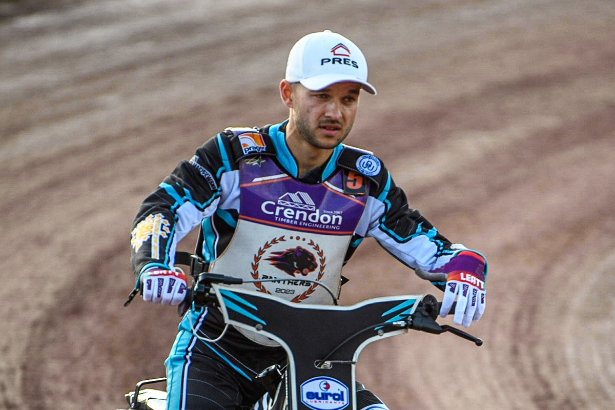 Vadim Tarasenko on the pre match parade during the Sports Insure Premiership match between Belle Vue Aces and Peterborough at the National Speedway Stadium, Manchester on Monday 19th June 2023. (Photo: Ian Charles | MI News)