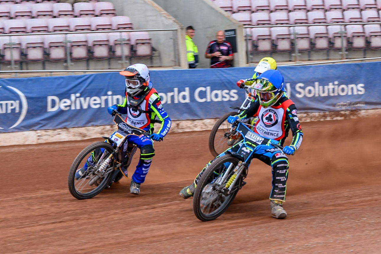 JR ASHWORTH &amp; SONS COLTS ACADEMY INDIVIDUALSenna Summers in Blue rides inside Ryan Ingram  in White with Harry Fletcher in Yellow behind during the JR Ashworth &amp; Sons Colts Individual at the National Speedway Stadium, Manchester on Sunday 10th May 2026. (Photo: Ian Charles | MI News)