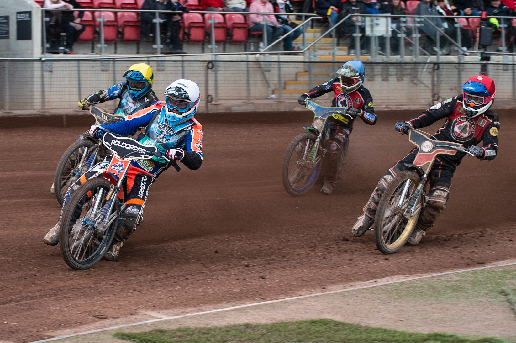 Photo by Ian Charles

Heat 15: Brady Kurtz  (White) and Jack Holder (Yellow) lead Max Fricke  (Red) and Dan Bewley  (Blue)


Belle Vue Aces v Poole Pirates, British Speedway Premiership, Belle Vue National Speedway Stadium, Manchester, Monday 6  May  2019