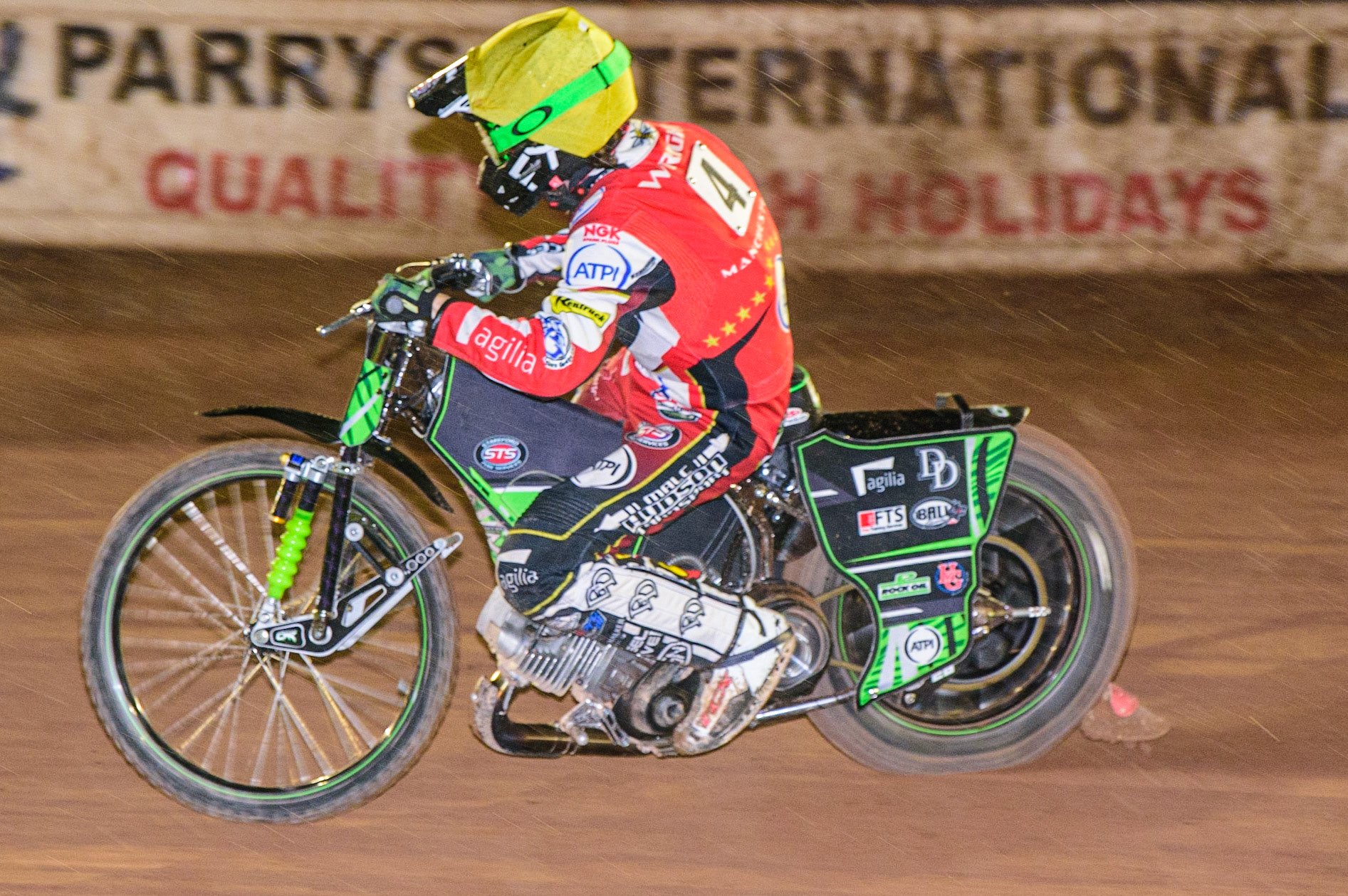 Charles Wright  in action  for Belle Vue ‘ATPI’ Aces during the SGB Premiership Knock Out Cup Quarter Final 1st Leg between Wolverhampton Wolves and Belle Vue Aces at Monmore Green Stadium, Wolverhampton on Monday 10th April 2023. (Photo: Ian Charles | MI News)