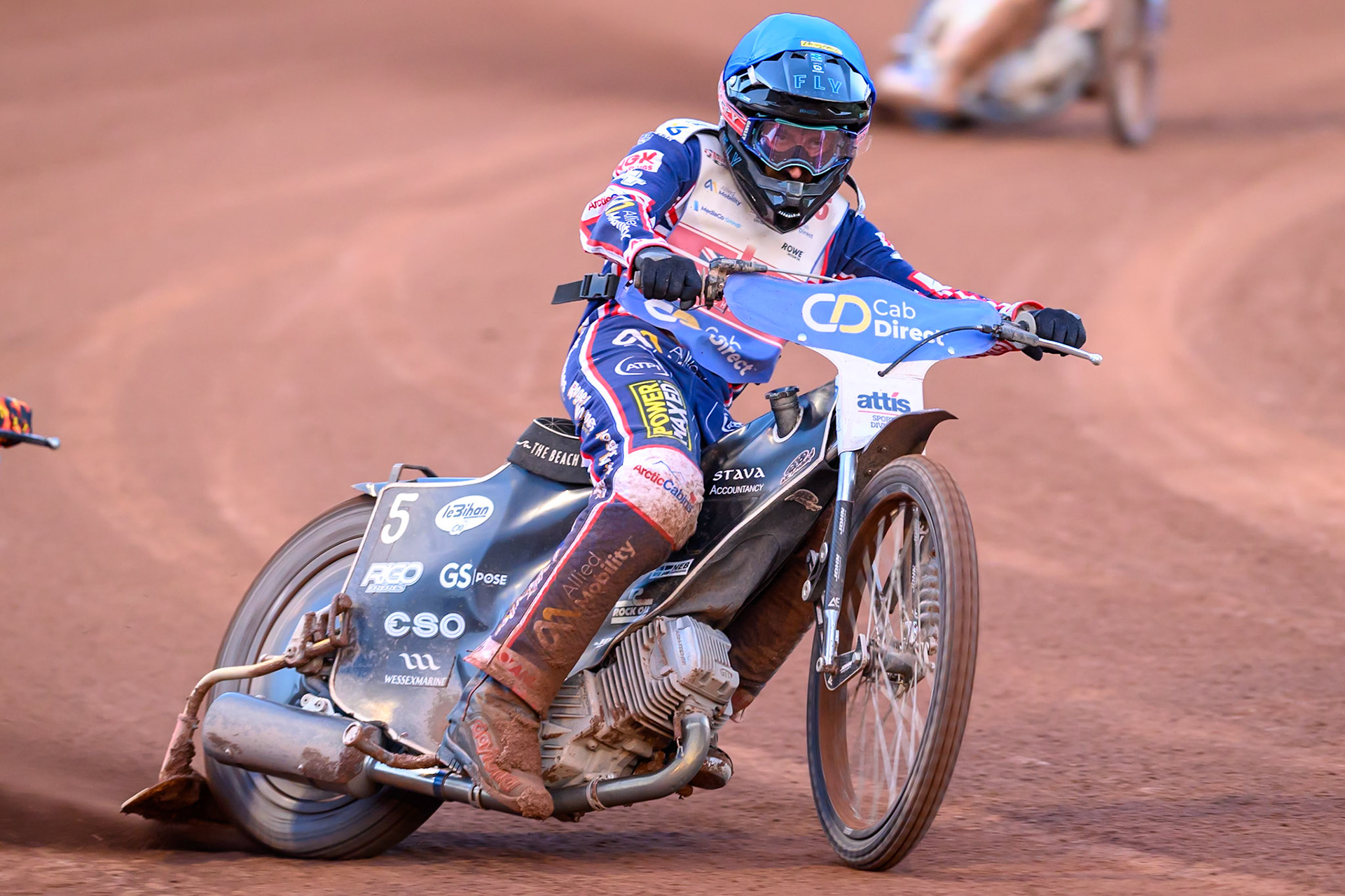 Adam Ellis (5) in action during the Cab Direct British Speedway Championship Final at the National Speedway Stadium, Manchester on Saturday 15th August 2026. (Photo: Ian Charles | MI News)