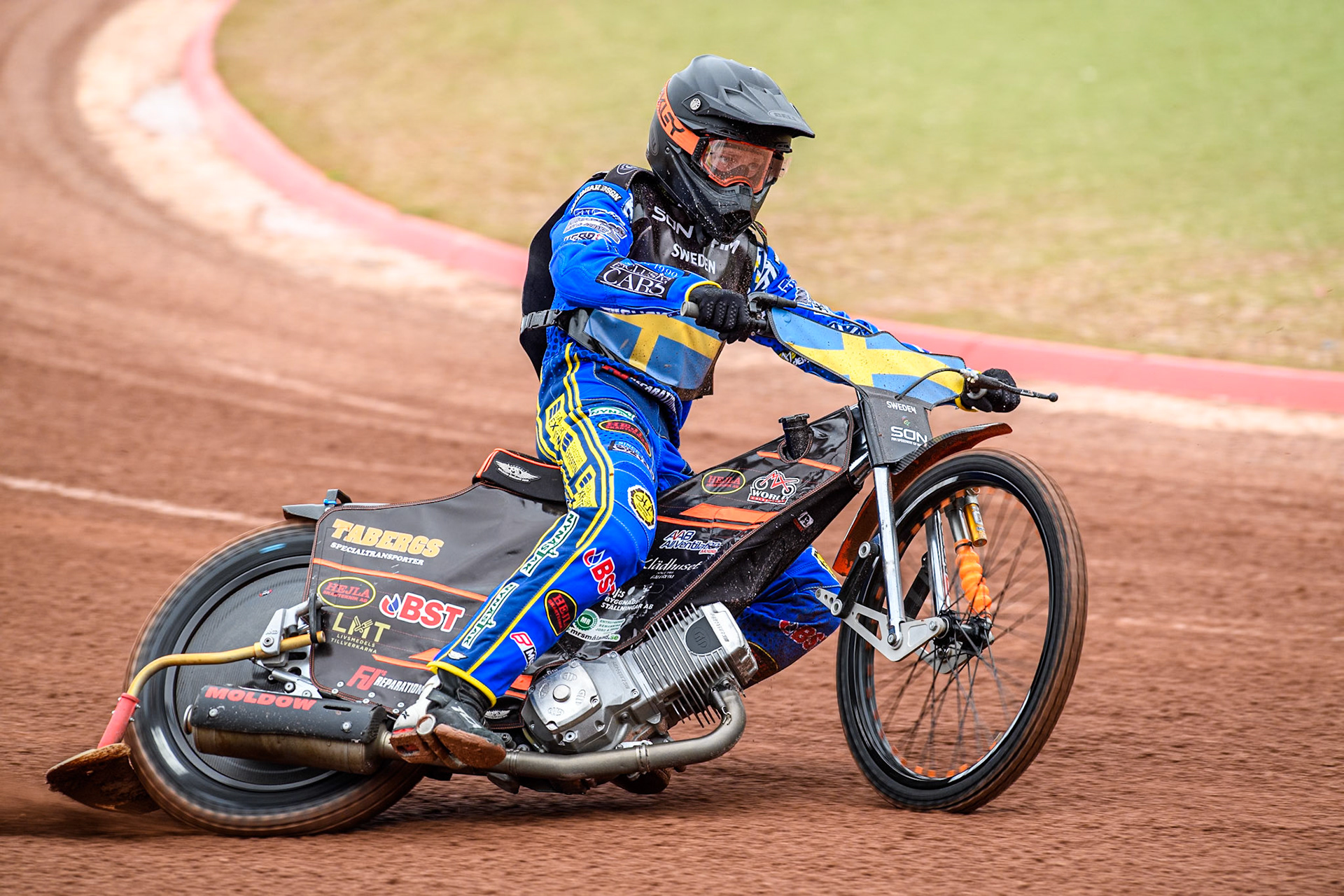 Jacob Thorssell of Sweden practices during the Monster Energy FIM Speedway of Nations Semi-Final 1 at the National Speedway Stadium, Manchester on Tuesday 9th July 2024. (Photo: Ian Charles | MI News)